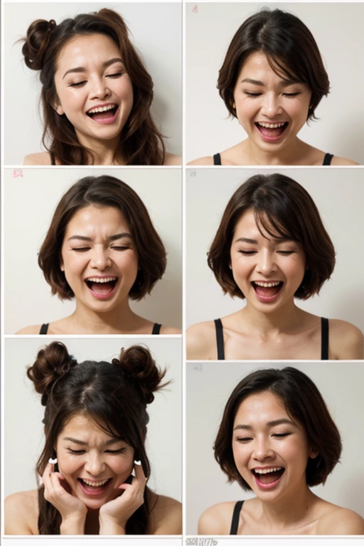 (Reptilian face)(48-year-old pregnant woman)(A nude, pale-skinned Japanese man)(The right eye pupil faces up and to the right, and the left eye pupil faces up and to the left.)(Mouth open with tongue hanging out)(Hair style: Short cut)(There's a lot of semen on her face)