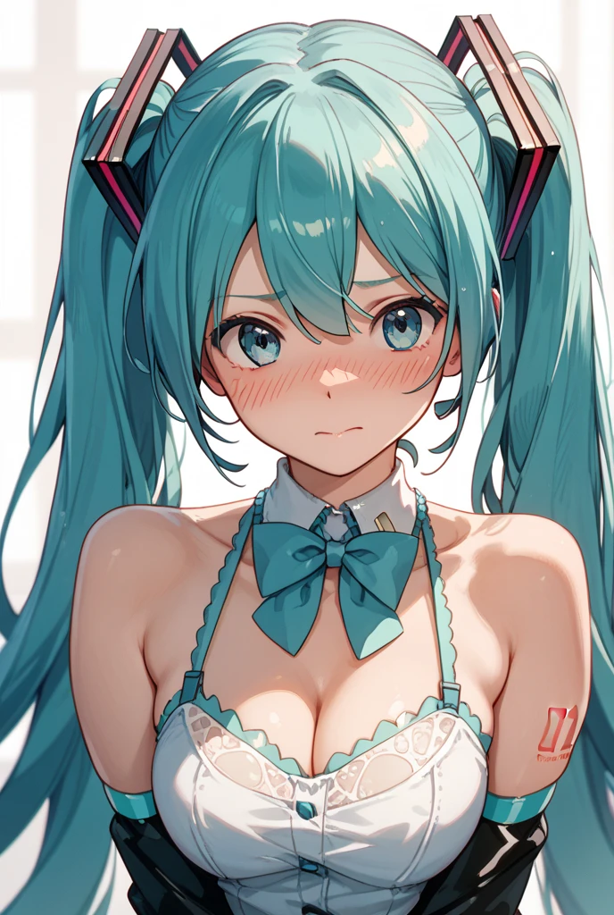 1girl, extremely detailed hyper realistic portrait, Hatsune Miku, brasts enormes