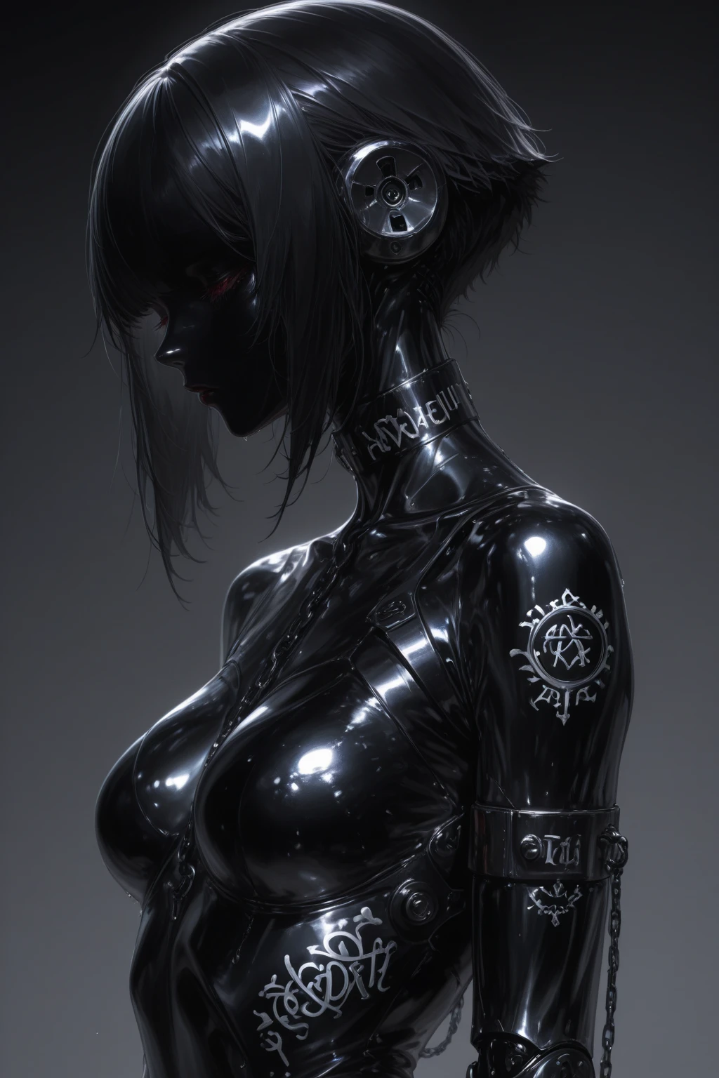 （masterpiece，Top Quality，highest quality，Official Art，Beauty and aesthetics：1.2），（1. Mechanical Girl：1.3），（Upper body only：1.4），Huge ，Beheaded at the waist（exposing internal organechanical offal），Blood管，（Pierced through the body：1.4 ），Very detailed，Rich color details（（Super detailed）），（Very detailedなCGイラスト），（（Very elegant and beautiful），（From the side From the side），（Machine made joints：1.2），（（Mechanical Limbs）），（チューブに接続されたBlood管）， （Mechanical vertebrae attached to the back），（（Mechanical cervical spine attached to the neck）），（Sit），Expressionless face，（Wires and cables attached to the neck：1.2），（Overhead wires and cables：1.2）（Character Focus），SF，White Background，（Blood：1.5），
