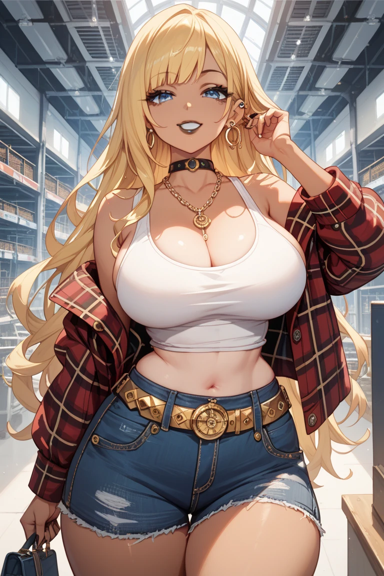 25-year-old Caucasian woman、ash blonde、blue eyess、Semi-long、setting hair、I'm tying my hair、My hair is wavy、Slender but thin macho、accessories on the wrist、wearing a chain necklace、Beautiful breasts、a smile、I need space above my head、Wearing a high-leg loetard、Wearing heels, huge breasts, thick thighs, black lacy bra, shirt lift, lingerie, sultry, seductive, sexy, oily body, wide hips, abs, muscular female, nipples, wet body, transparent clothing, open legs, blue clothing, muscular arms, muscular legs, abs, massive breasts, big butt, thicc