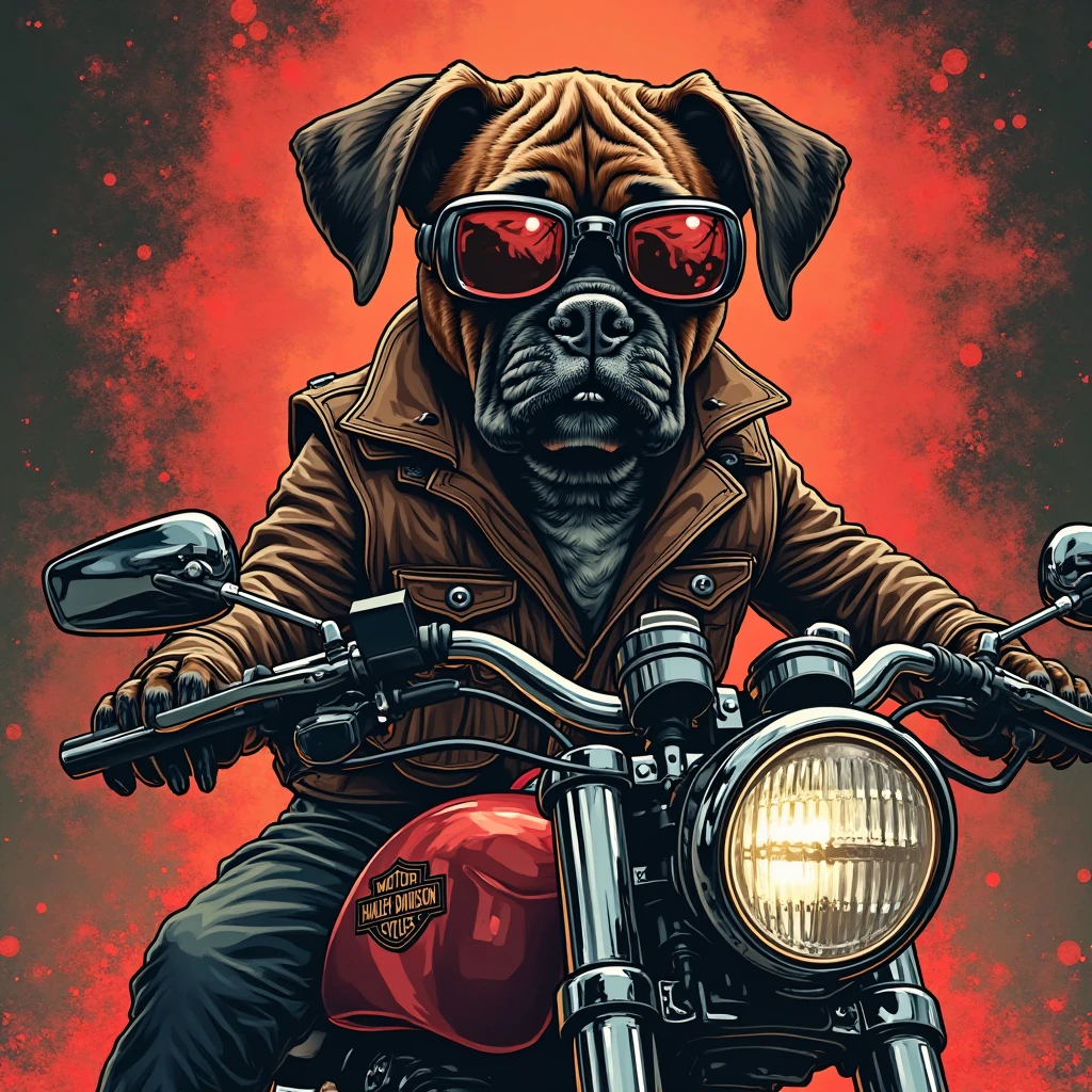 Agressive pitbull dog is putting helmet and in his mouth segrate it is smoking down write driven like this create a logo