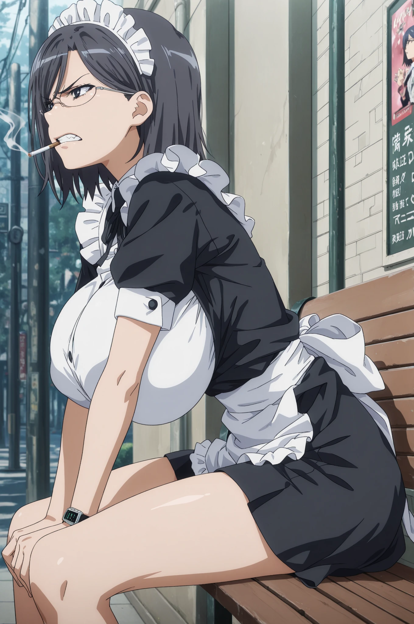 1girl, (shapely body), (solo), 19 years old, hdr, <lora:Nunotaba_Shinobu_V3:0.7>, ((maid)), epic realistic, RAW, analog, dim light, neon lamps, (1 person), (((night))), blinding lights, relaxed posture, people in the background, dark lighting, neon advertising, advertising posters, advertising hologram, realistic shadows, ((highly detailed skin, skin details)), sharp focus, 8k UHD, DSLR, high quality, film grain, Fujifilm XT3, soft cinematic light, adobe lightroom, photolab, maidcafe, intricate, highly detailed, (depth of field:1.4), faded, (neutral colors:1.2), (hdr:1.4), (muted colors:1.2), hyperdetailed, (natural skin texture, hyperrealism, soft light, sharp)