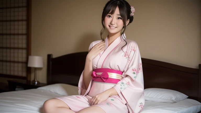 (masterpiece、high resolution、high quality)、Japanese beautiful girl、12-year-old elementary school student、Immature body、Beautiful body、Soaring、night、Laughter、Clear Eyes、、Beautiful Skin、(Light blue kimono、Sunny clothes、Long-sleeved kimono、Japanese style pale pink floral pattern:1.2、Her kimono is open and her naked body is visible.、Her breasts are exposed from her kimono) Black-haired , Japanese-style hair accessory, breasts fully visible、Very small breasts、Small breasts、Small cherry-colored areola、Beautiful erect nipples、Small butt、Shaved、Cool Summer、nightの夏祭り、Fireworks display、Professional Photography、Random Hairstyles、Sitting with legs wide open、Spread your legs wide to show off your private partasturbating