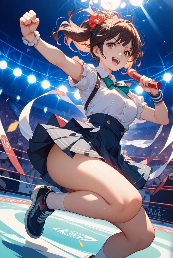 Many daughters、Painful expression、shout、Best image quality、High resolution、masterpiece、super high quality、Arena、Run、颯爽とRun、Sweaty、Very short pleated skirt、Heavy breathing、Blushing、4K quality、Black Pantyhose、Voluptuous thighs