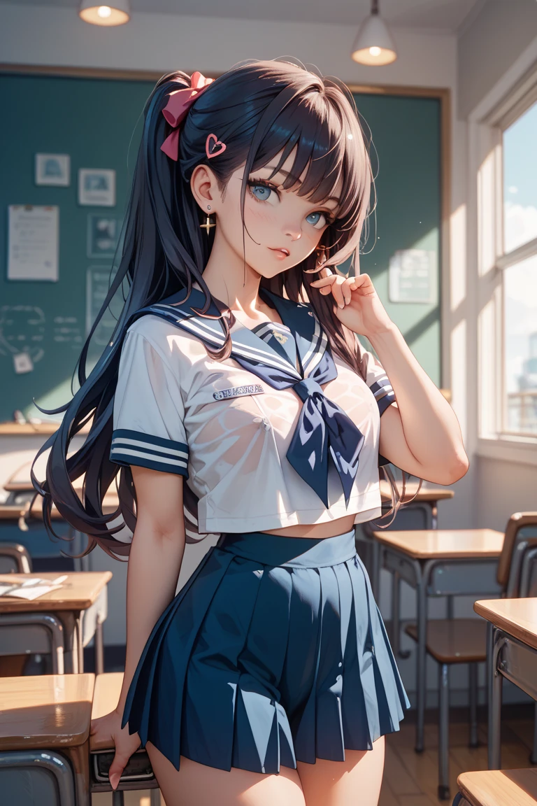 (Masterpiece),(Best Quality),1 girl,school_uniform,hidden private