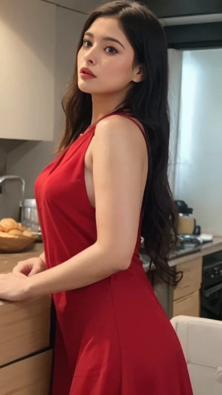 Woman who cooks、(kitchin_aprons:1.Wear 3)、nice hand、4K、A high resolution、tmasterpiece、top-quality、wear cap:1.3、((hasselblad photograph))、Fine skin、foco nítido、(lighting like a movie)、Soft lighting、dynamic ungle、[:(详细的脸:1.2):0.2]、the breasts are large、sweat pouring down the skin:1.2、(((In the kitchen))) Erotic smile　Viewer's perspective　Colossal tits　have　Sleeveless　Stretch your upper arms　I stretch out mine　Open legs　Visible nipple　cleanness　big kitchen　Bedroom　Wine glasses　　 negative prompt　visible
Negative relatives