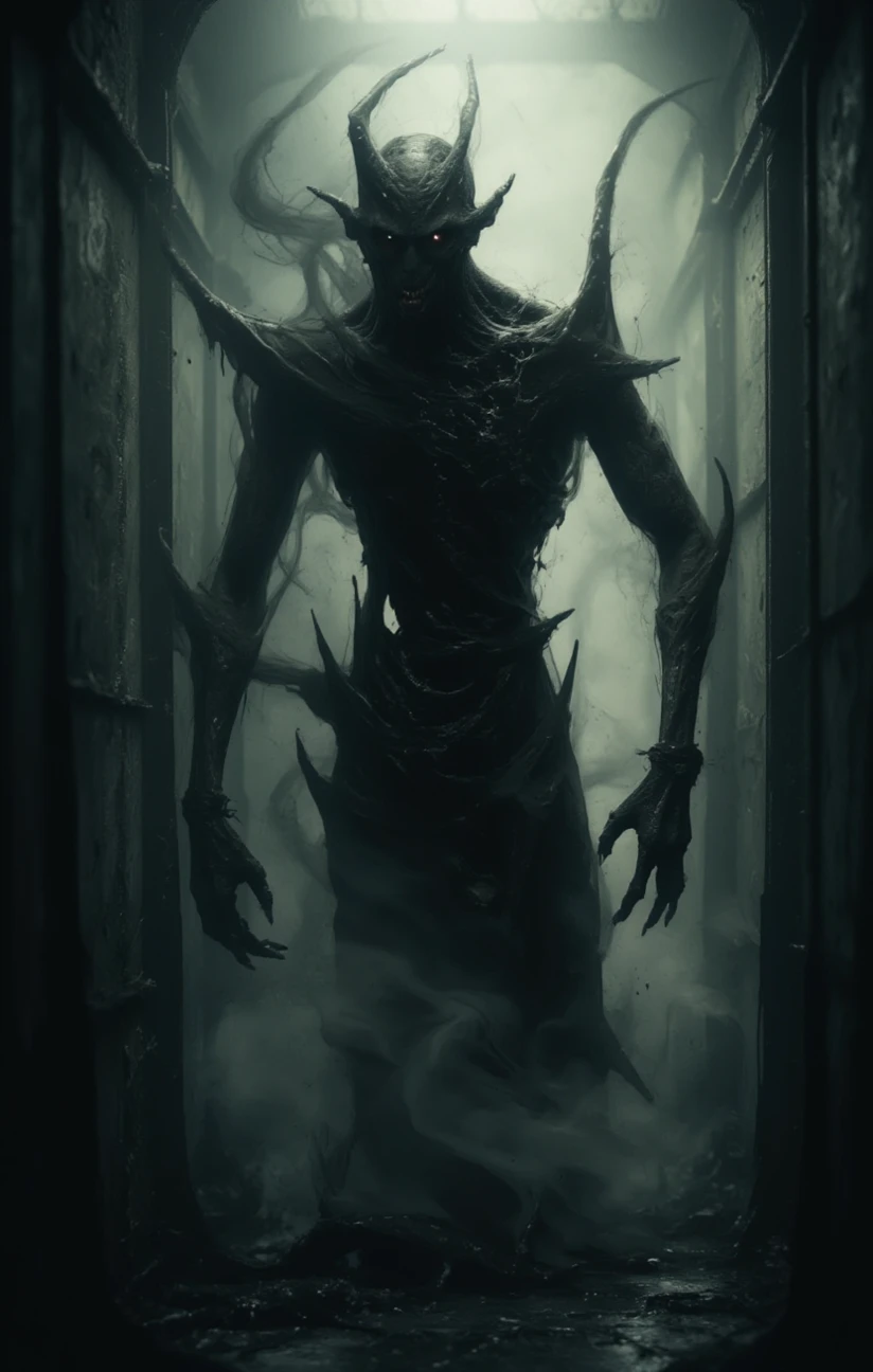 Concept art of a grotesque shadow entity made of dark matter and ...
