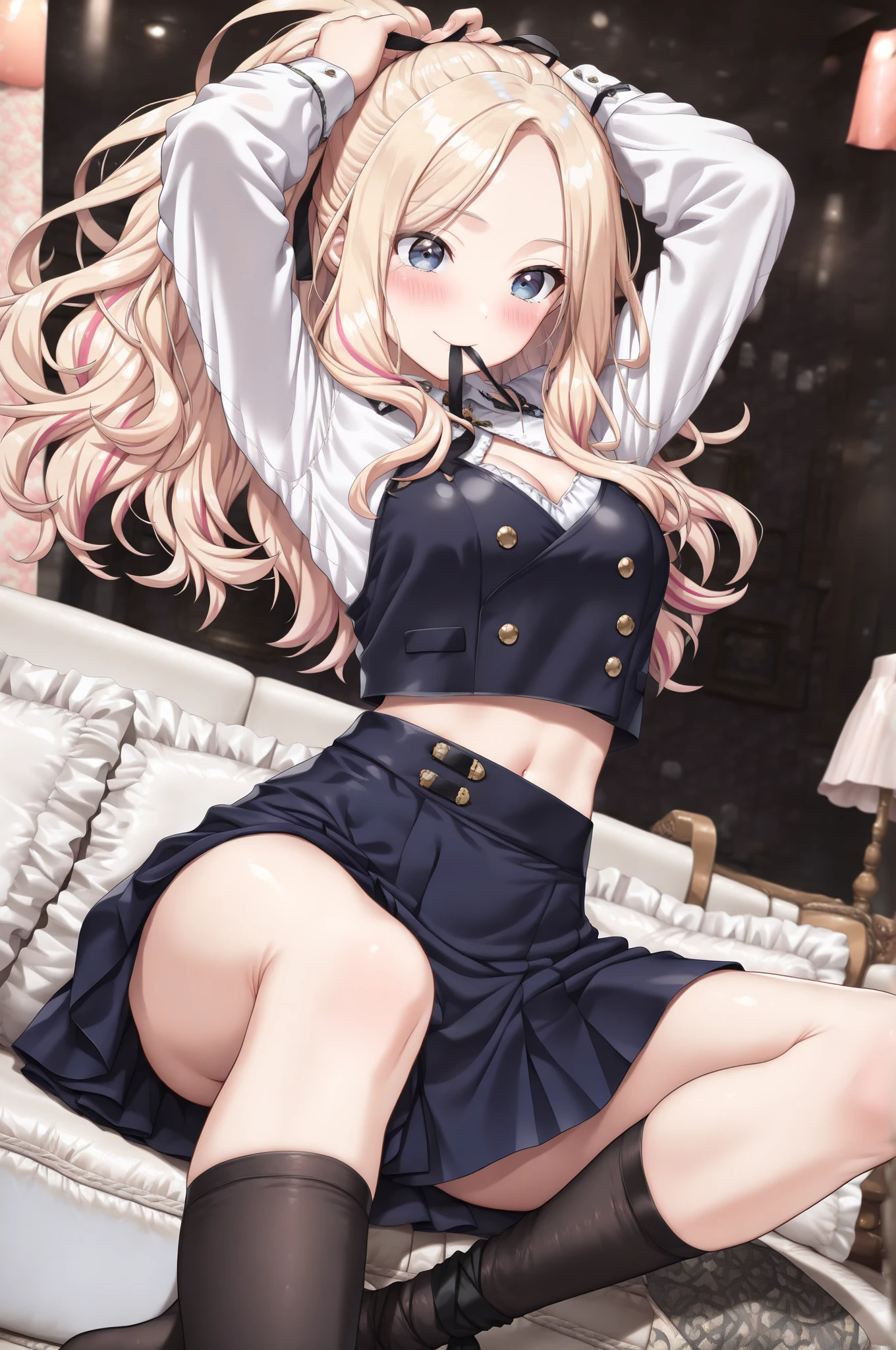 (from above:1.2),(from side:0.9), ((Face)), (Close-Up:0.4), 1female, teacher, wearing a hoodie, bootyshorts, Thicc, small breast, light colored hair, long hair, blue eyes, face to detail, detailed eyes, the background is a pizzaria, smiling, highest quality, (RAW photo:1.2)(Curve,Model,glamor:1.5),Beautiful breasts,(pointed chest:1.0),Farbe_aberration,beautiful detailed shadow,Beautiful eyes,Beautiful body,Beautiful skin,beautifull hands,(medium_breasts:1.5),Brown hair,watching at viewers,black suspenders,Bulging big,breasts,walls: Black miniskirt, garters, Gaze, Small face,bangss,holster,Beautuful Women,hands up,leg holster,Gaze,black boots panty shot, provocation,flank,flank sweat soio,arm,,narrow waist,(with sparkling eyes and a contagious smile),her thin pubic hair, looking at viewer, posed cleavage:1.2,pose muy sexy"
