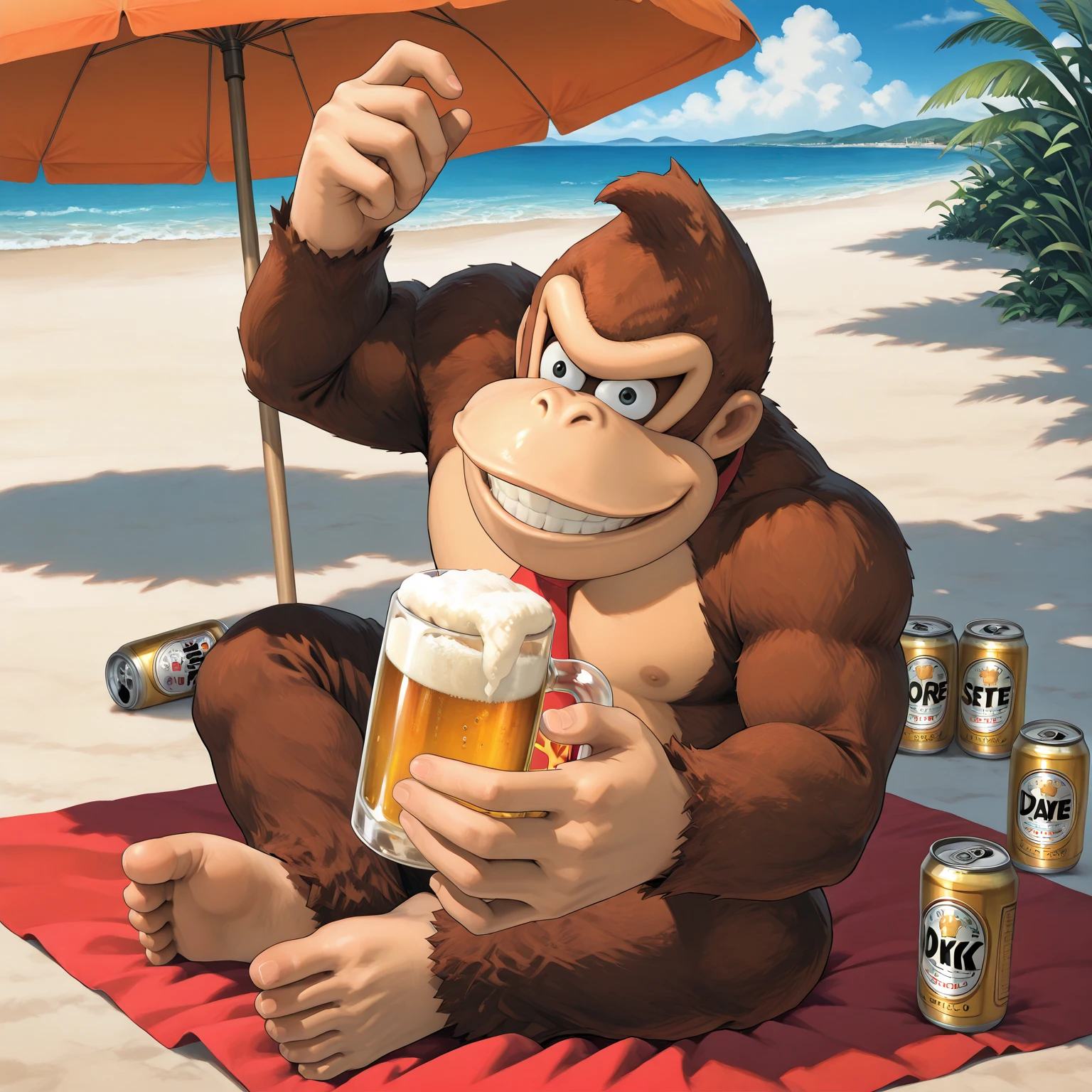 masterpiece, best quality, highres,wide view,(many flying flowers:1.5), (meny colorful confetti:1.3),lots of celebrations,lots of people celebrating,(Many flying cute objects:1.2),(Beer Party:1.4),(Handsome gorilla:1.2),(gorilla:1.2),,