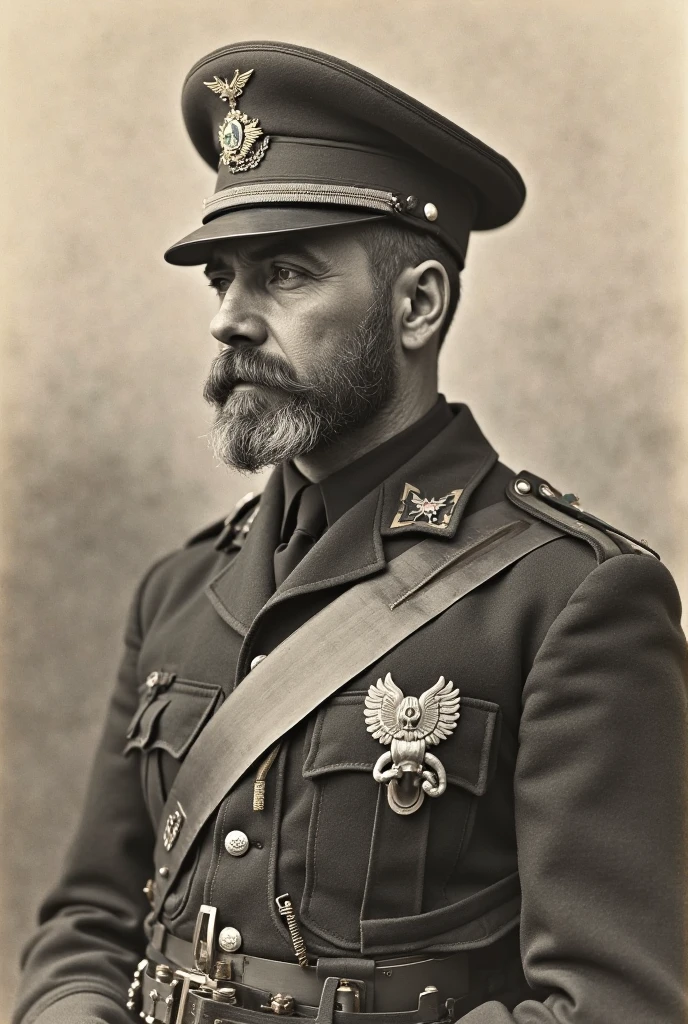 arafed image of a man in a uniform posing for a picture, award winning colorized photo, imperial russia, wearing russian ww 1 clothes, russian ww 1, young tsar, in black military uniform, in military uniform, a colorized photo, great emperor of russian empire, colourized, in full military garb, colorized, imperial military, in a soldier uniform