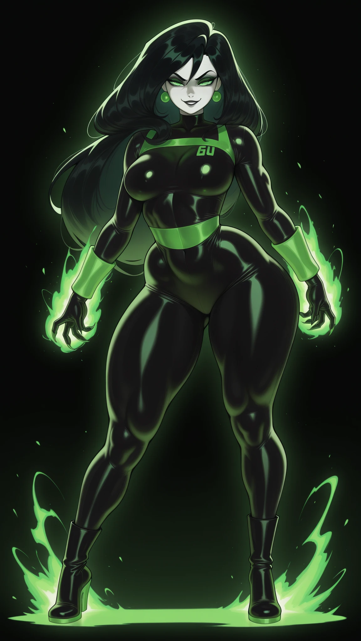 (masterpiece,best quality)), absurdres,
<lora:fire_lit_DC_v1-10:0.5>, fire_lit_DC, green glow,
cowboy shot,