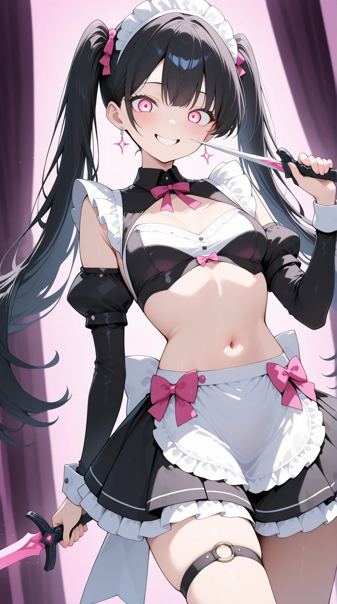 Two dimensions,girl,small breasts,maid,stockings,????? pussy and tits cut with a knife, ????? nipples,black hair,ponytail