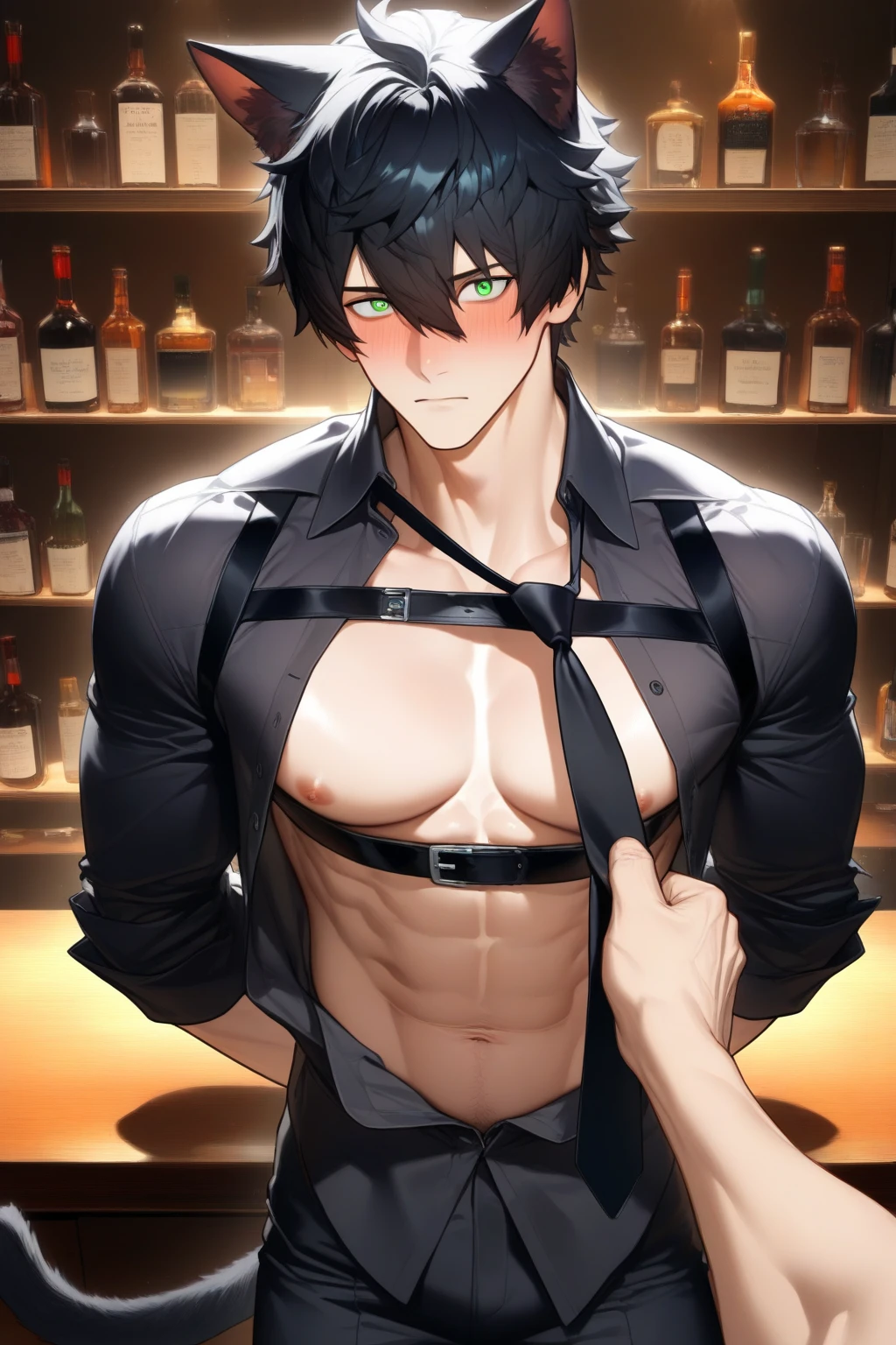 boy、cool、casino、Waiter、A bow tie、Belly button、suspenders、bl、For fujoshi、excited、Yaoi、male、Short Hairstyles、Decoration、Devil Horn、Devil's Tail、Adult、sexy、