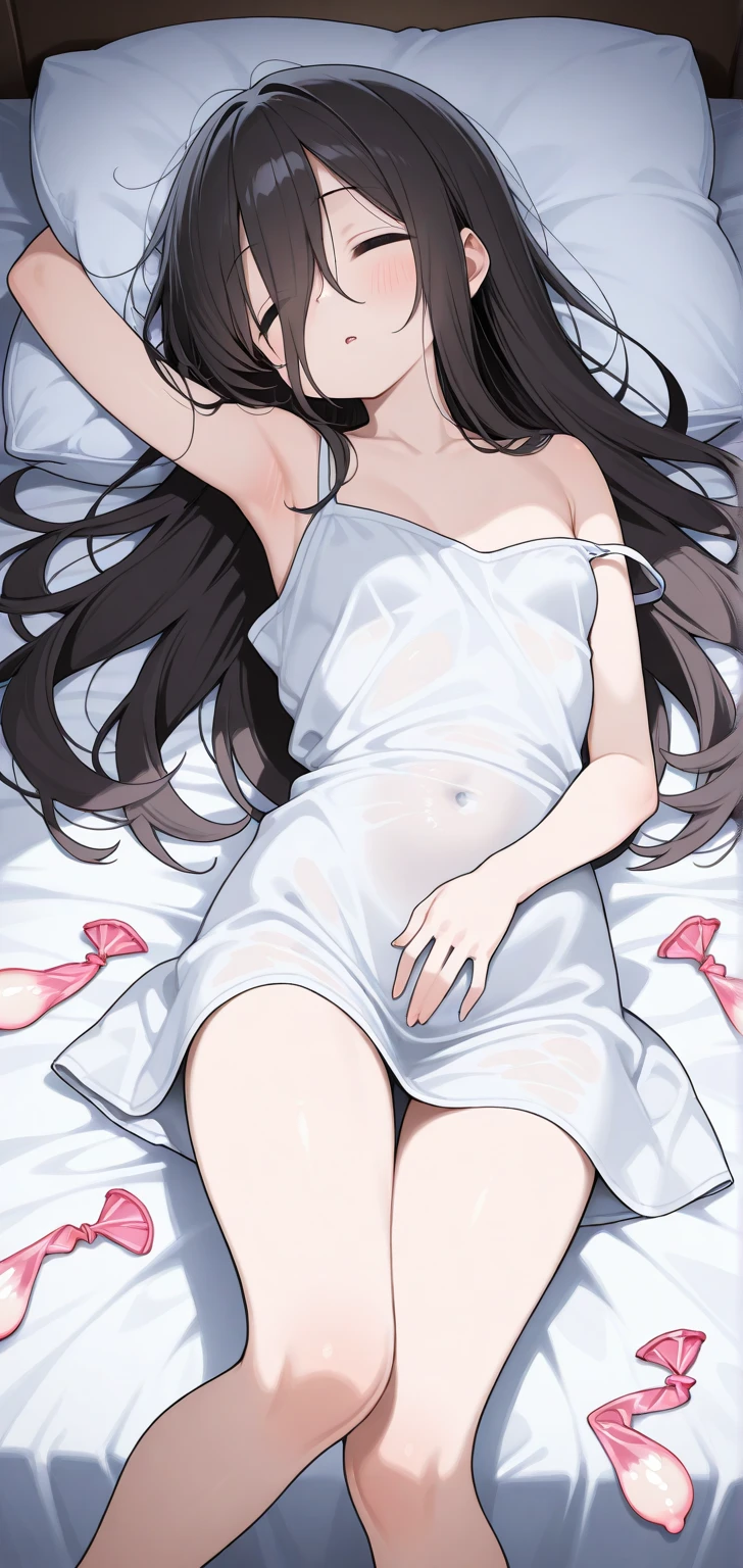 Chitanda,Completely naked,Lying down,Back to,Very white skin,Moist skin
