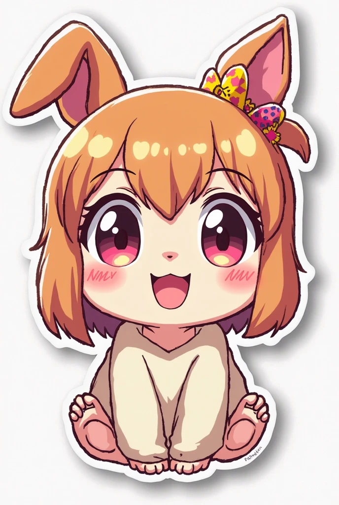 ((SD character))、Deformation、((Chibi Character))、((3 heads))、cute,, Mini cute style for women, Fluffy orange hair , nice art style、((Completely naked))、((Heart-shaped paste to hide nipples))、((Heart-shaped paste to hide female genitalia))、((Reverse Bunny))、Chubby
