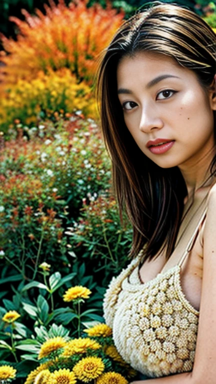 {top-quality}, {{​masterpiece}}, {extremely delicate and beautiful},Outstanding light and shadow, highly detailed wallpaper,Clear and bright sunlight,1girl in,lightly dressed、gaze looking beyond,red blush,Strong sunshine,delicate and messy hair,realistic skin textures, Pronounced pores and skin wrinkles,tropical rainforest,((strong light shines on the face)), full body, naked portrait, nude photography, detailed armpit, pussy pubic hair, shiny nipple 