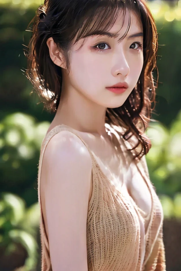 Beautiful woman, background nature