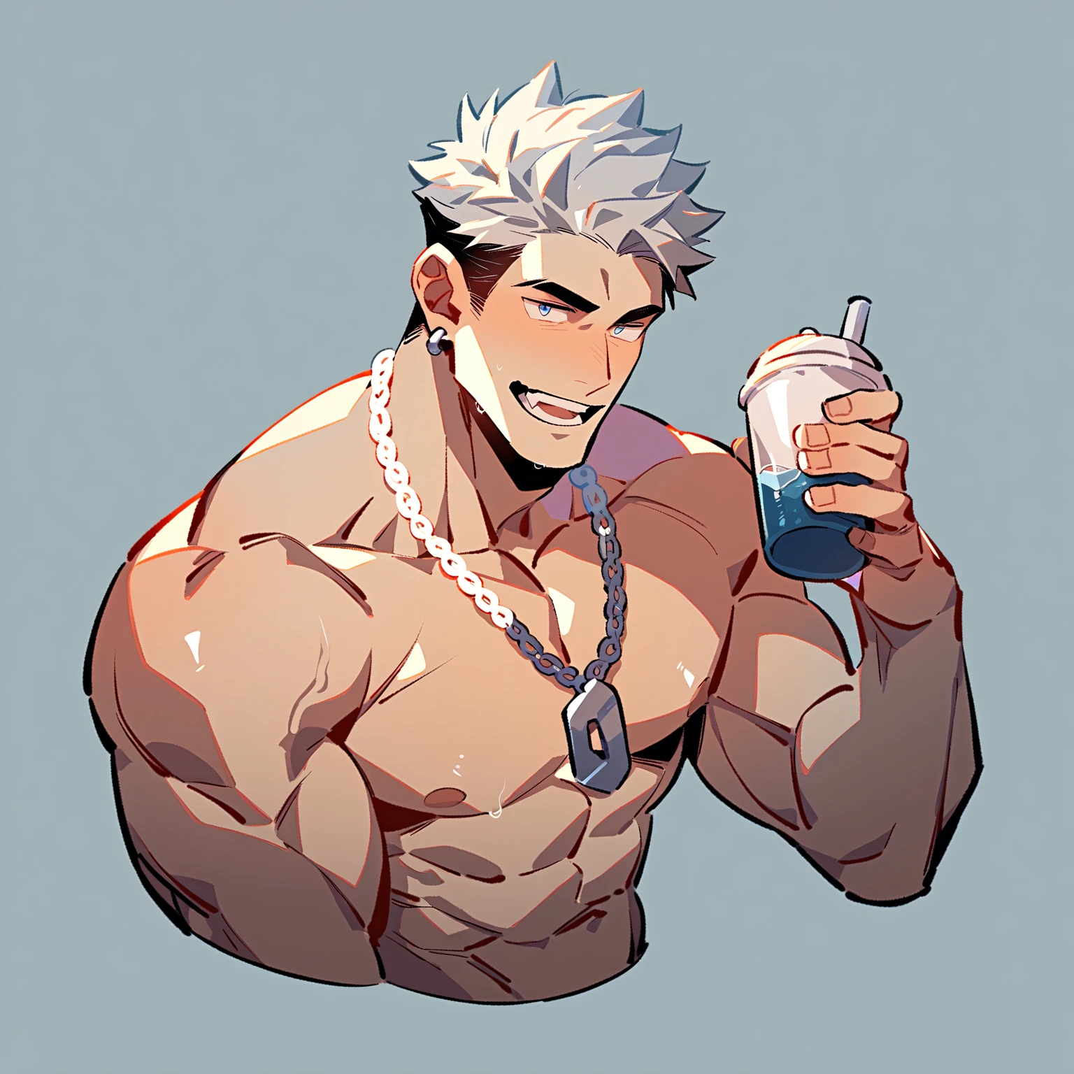 Only plump, chubby, extremely thick thighs, large belly, fat, wearing only white swim trunks,((Various colored hair strands, fios do cabelo branco ou vermelho ou verde ou cinza ou azul ou laranja ou amarelo)) he is holding a glass of drinks, he is holding a glass of drink, he is holding a bottle of drink, he is holding a shop mug.
