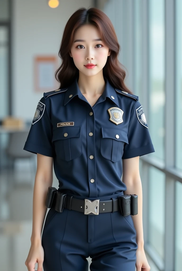 (hyper real)、super futuristic female police officer、(((Beautiful woman)))　High level image quality　High resolution　realistic　(((police uniform)))、short hair、(((big big tits)))、blonde busty woman、mature busty woman、middle aged big woman、(((すごくbig big tits)))、(((Big big cleavage))),,,,,,、Fine skin texture、超High resolution、realistic、Beautiful smile、beauty of middle age、beautiful expression、detailed skin texture、fine brown eyes、fluffy long hair、非常に繊細でFine skin texture、３５Old female police officer、(((big big tits)))、(((I&#39;Iは巨大な未来的なコンピューター室にいる)))、big breasted female police officer、red lips、(one person)、