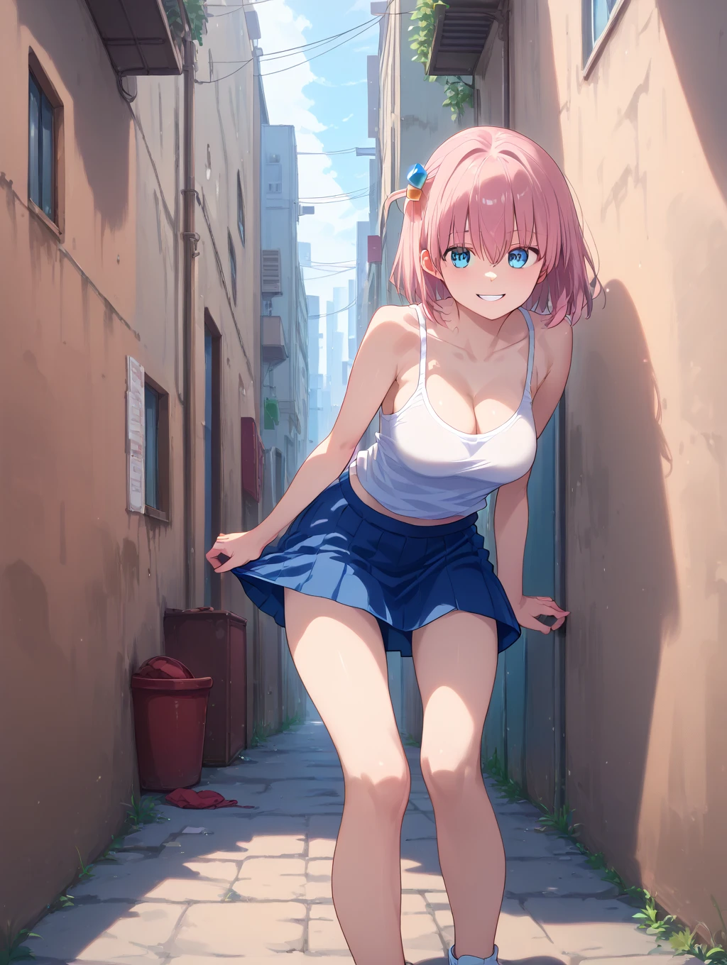 Nsfw、Pink Short Bob Hair、nude、pussy、pussy juice、nipple、sneakers、grabbing own breasts