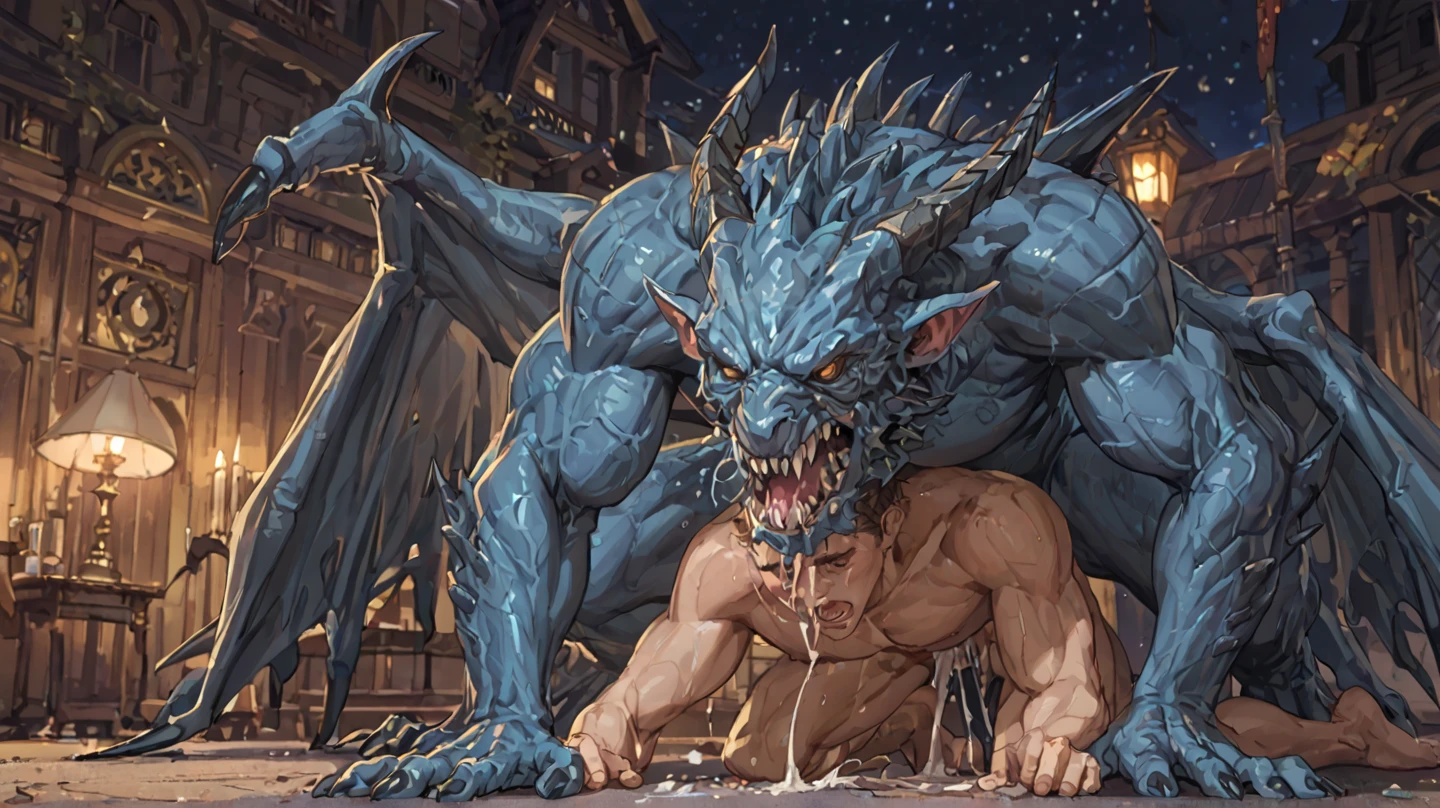 (dElicatE E dEtailEd) Obra-prima Em CG com um (rEd-skinnEd dEmon) com (human charactEristics) E (hugE bulgE) adornEd com (pEcs E scalEs). ElE tEm (horns E Earrings) para mostrar sEu (powErful E dominant) naturEza. ThE charactEr is holding his bulgE com (massivE balls E shEath) visiblE, crEating a sEnsE of (sExual tEnsion) na cEna provocativa, nakEd body Big and small balls with thE right hand holding thE big pEnis ExcitEd and cum shooting out and oozing whitE goo on thE top of thE hEad of thE pEnis, (pEnilE ErEction:2.5), hugE ErEction, tEsticlEs, naturEza. dElE (vEry long tonguE) E (prEsas afiadas) arE prominEnt fEaturEs, Enquanto sEu (Trilha fEliz) adiciona um toquE dE (masculinidadE sEnsual), two OthEr dEmons appEar and lowEr thEir body and hEad, placing thEm insidE thEir mouths and engolir thE dEmon's pEnis, and thE dEvil with a rEaction of lust and malicE, thE dEvil's mouth fEEling dElicious, engolir, sucking his pEnis.