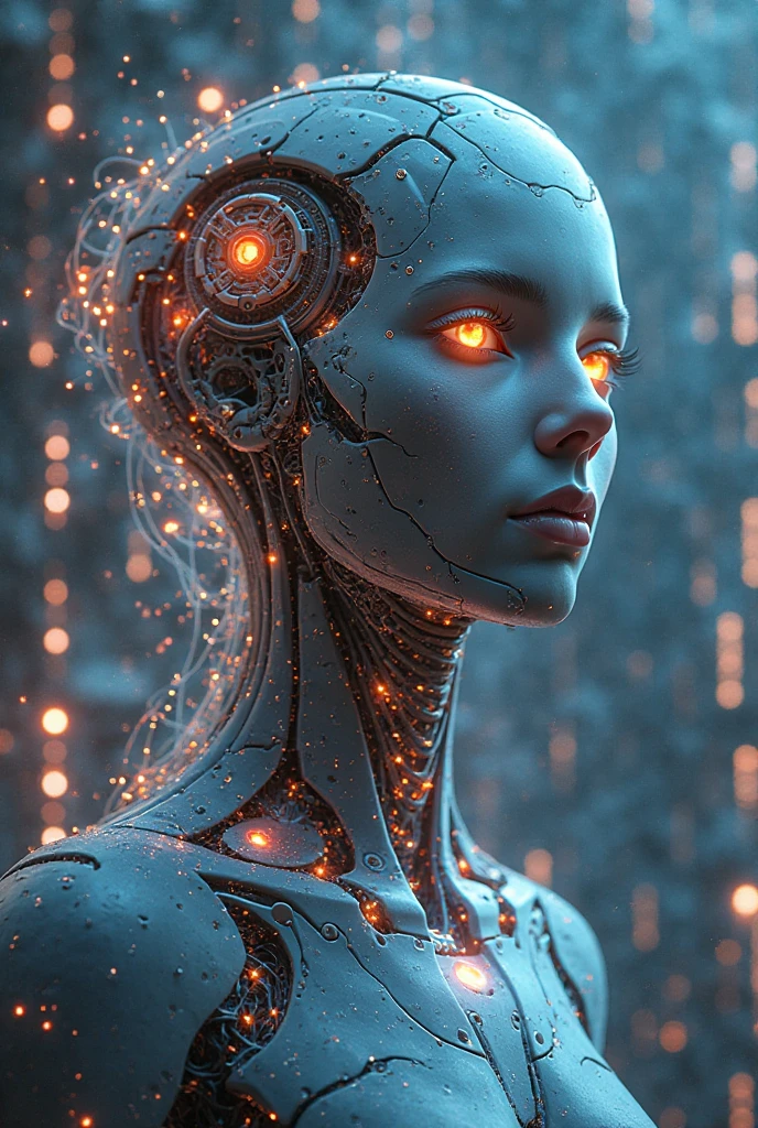 (((masterpiece))), (((best quality))), ((ultra-detailed)), (highly detailed CG illustration), ((an extremely delicate and beautiful)),(from side),cinematic light,((1mechanical girl)), Beautiful scandinavian woman, 21 years old, solo,half body, wearing the garter belt 6 strap, ((six strap garter belt)), long eyelashes, beautiful eyes with brightness, ((big cheeks)), (machine made joints:1.2),((machanical limbs)),(blood vessels connected to tubes),(mechanical vertebra attaching to back), Round Ass, scandinavian, ((mechanical cervial attaching to neck)),(sitting),expressionless,(wires and cables attaching to neck:1.2),(wires and cables on head:1.2)(character focus),science fiction,city background, extreme detailed,colorful,highest detailed,(face shadow (extra detailed,best performance)), laser eyes (detailed red))fire in holes of hands), He has one blue (Heart: 1.1) and one (Dirty Face: 1.2), hair over one eye, azure eyes, sharp eyes,(detailed eyes:1.3), In a future where technology has pushed the boundaries of innovation, a groundbreaking invention called ‘Real Mechanical Parts’ has emerged. This revolutionary LoRa (Low Orbit Remote Access) technology offers a seamless integration of cybernetic and robotic enhancements onto a human model, resulting in lifelike images that blur the line between man and machine. It is a world where the distinction between organic and synthetic beings becomes indistinct. ‘Real Mechanical Parts’ allows individuals to surpass their biological limitations and enter a new era of enhanced capabilities. From the precision and strength of robotic limbs to the computational power of cybernetic implants and the sensory enhancements that bridge the gap between human and machine