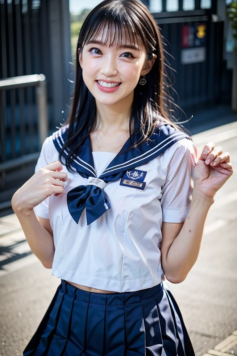  (8K, best quality, masterpiece:1.2), (realistic, photo-realistic:1.37), (high color saturation:1.0),  (highly detailed skin), (highest quality:1.0), (ultra high resolution:1.0) ,(realistic:1.0), (Super detailed:1.0), (8K, Raw photo:1.1)、standing random pose, smiling, natural breast, perfect lighting, ((3girls students)), 18years old, (mysterious), clear and detailed, ((school_uniform, Japanese sailor uniform, flared skirt)), (classroom), cute face, (no panties), open legs, squat pose,