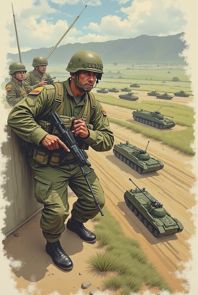 masterpiece, best quality,highres, painting,1boy, joseph stalin,t-34,<lora:CN60s:0.9> <lora:t-34:0.7> <lora:Joseph_Stalin:0.6>