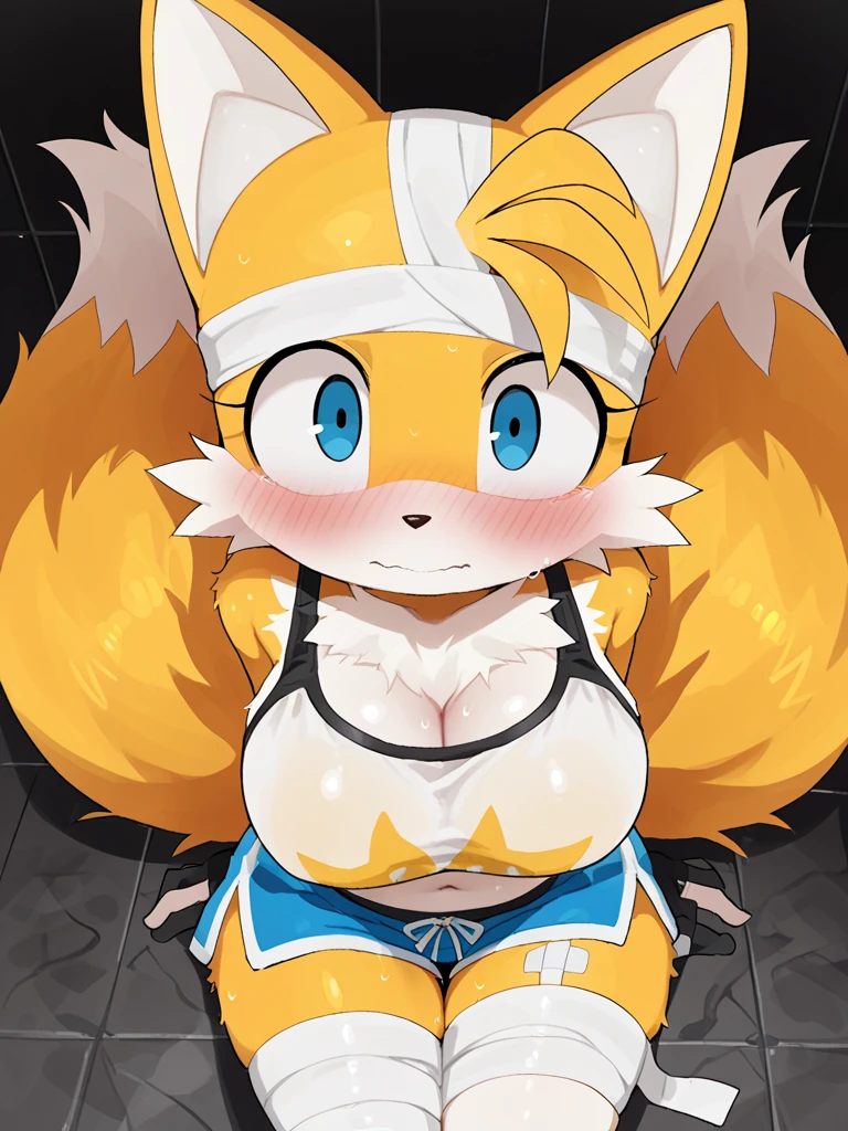 one girl, Metallia, long blond hair, fox ears, twin braids, green eyes, sharp teeth, big tits, naked, vaginal sex.