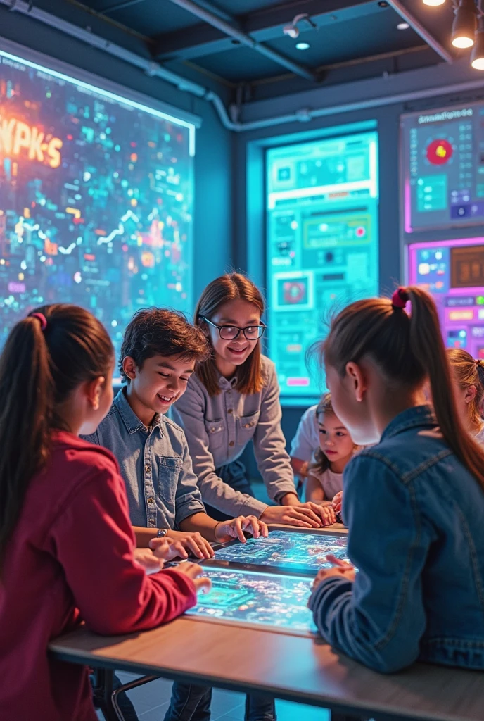 The impact of artificial intelligence and VR technology on student learning, featuring interactive and immersive classroom experiences.