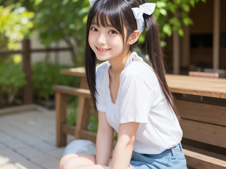 (4k,  best quality, highres:1.1), (realistic, photo-realistic:1),  a flat chest cute girl, Asuka, (cute:1.8), cuties,  solo, (flat chest:1.2), detailed black eyes, innocent eyes,  cheek blush , random clothes,
masterpiece,  beautiful lighting,cinema lights,film grain,jewelry, heart-shaped necklace, earrings,  bangs, cherry lips,  hair ribbon,  ribbon, bow, hair bow,  twintails,  looking at viewer, long hair, upper body, parted lips,  upper teeth, (smile eyes:0.6), 
depth of field,   blurry background,  eye focus, bokeh, 85mm lens, F/1.4 , professional lighting, photon mapping, radiosity, physically-based rendering,High Detail,  masterpiece,