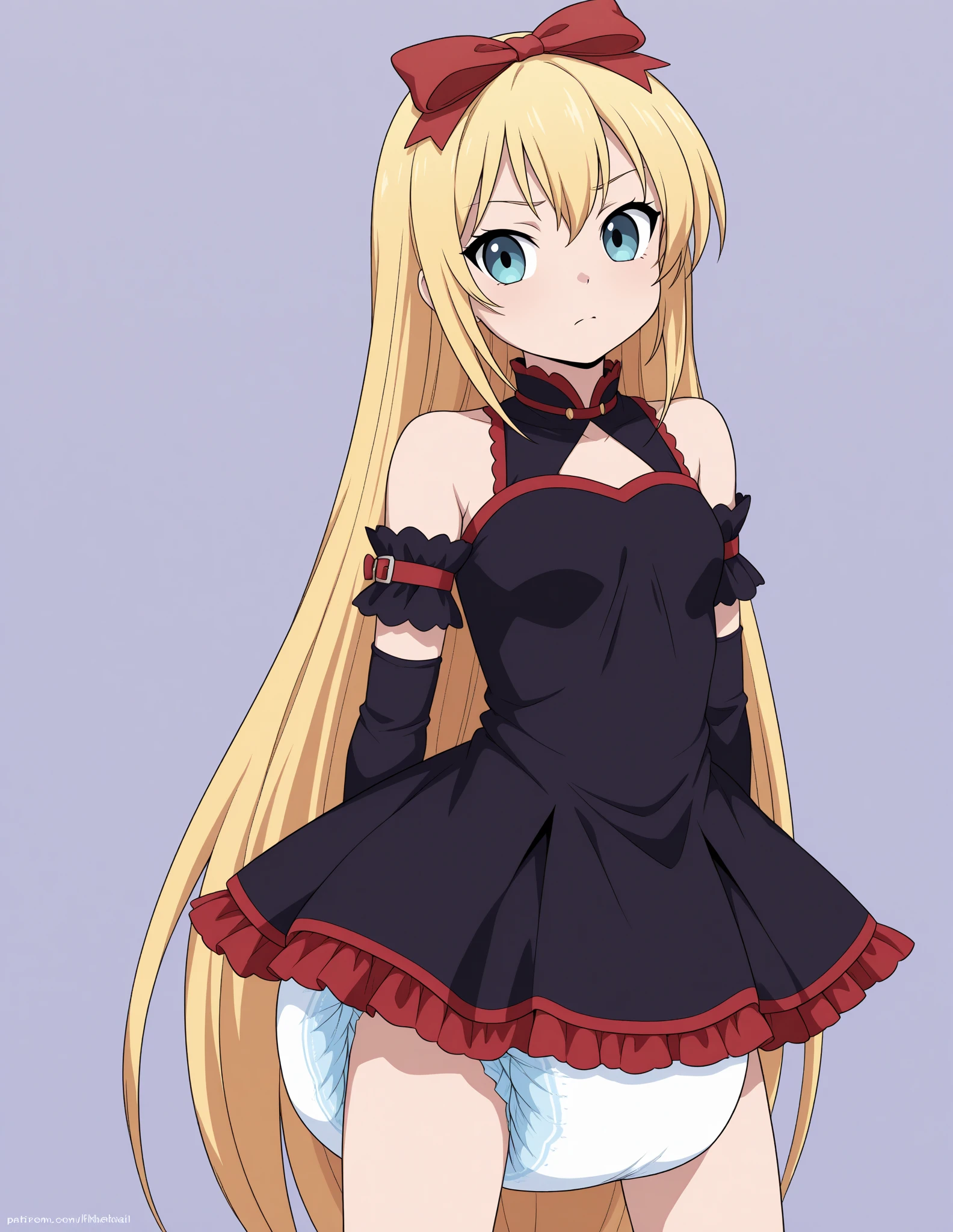 A lone magical girl with fair white skin lays on her back on a high-definition, ultra high-definition bed. She possesses a slender frame and small breasts, her wavy, long hair flowing elegantly. Dressed in a rose gold hair color, she wears detached sleeves, a skirt with a black bow, and pink eyes that reflect disdain. Her clothes are disheveled and she is half undressed. Adorned with a rose in her hair, she stands with a look of humiliation and defiance, gazing directly at the viewer. Crying. NSFW (Ultra hd 8k) (perfect anatomy) ((NSFW)) (((Upskirt))) ((navel)) (breasts exposed)