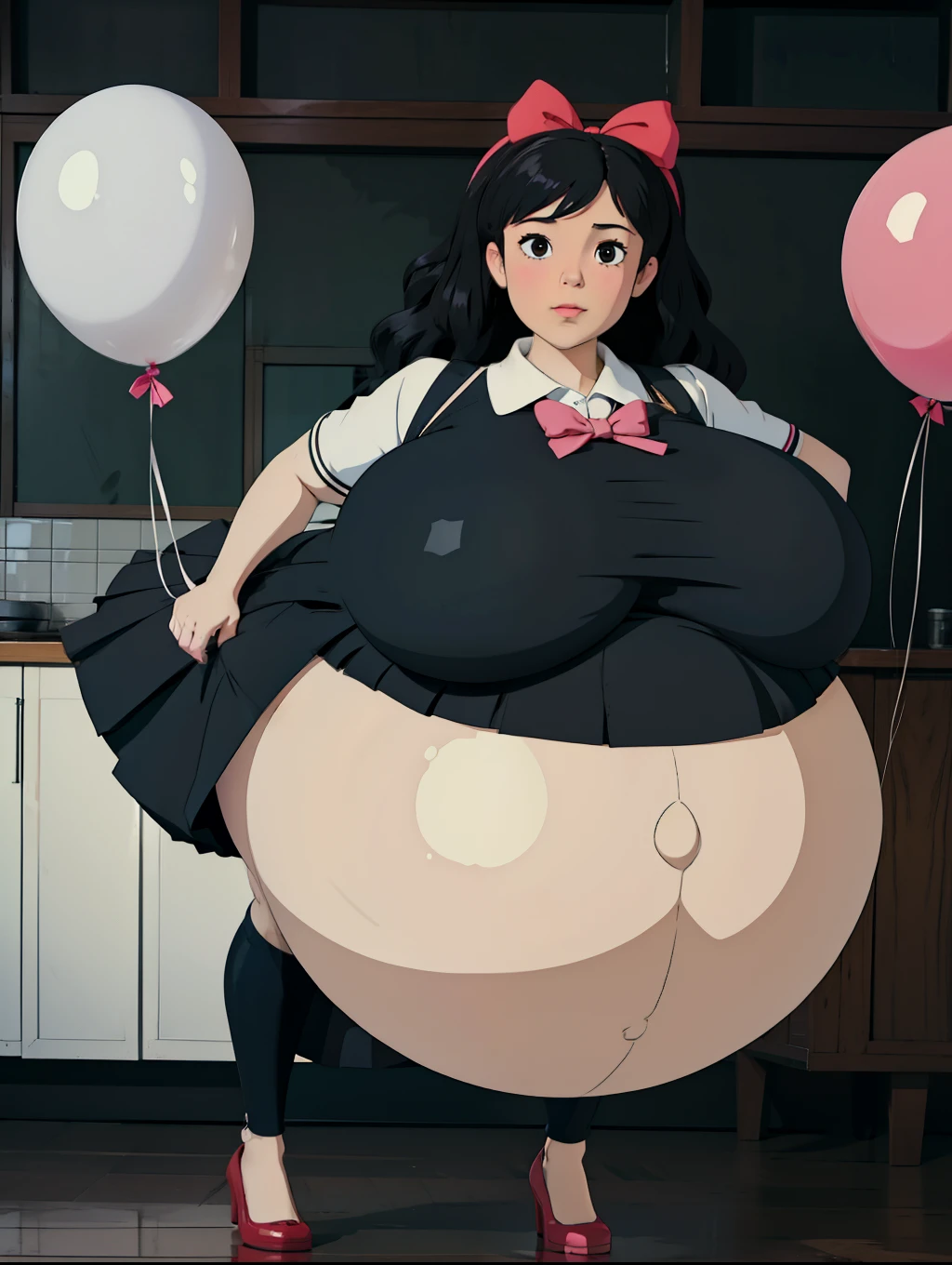Hair Bow, black hair,Big Baby Bump pregnant, Purple school uniform, Big boobs, nipple, cum, Big Black Balloons,16 years girl, Big pregnant Belly, Big Pregnant girl, Largest Belly of Pregnant, Huge Pregnancy, background hotel room,Huge 9 months Pregnancy Belly, purple eyes