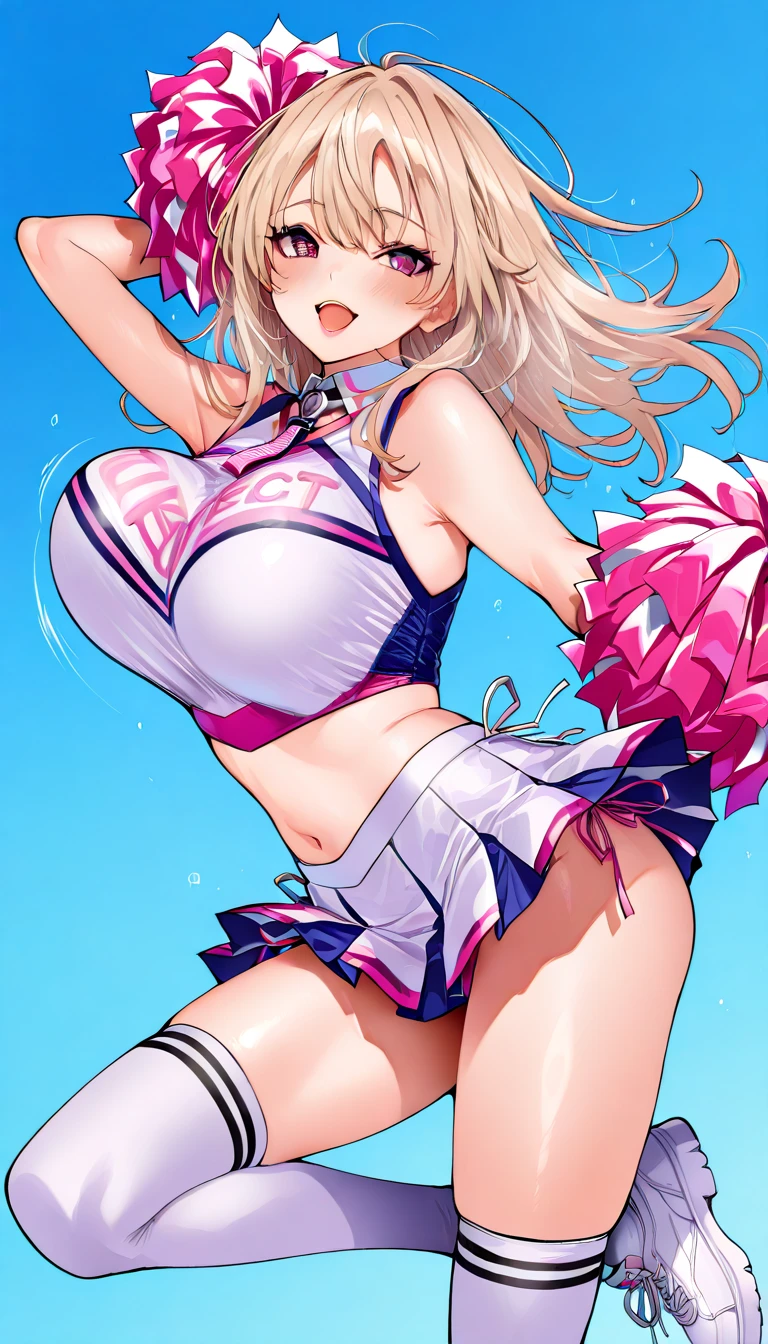 illustratio、(top-quality)、(((masterpiece)))、(Hi-Res)、Original、(1womanl)、A sexy、Thick、Big body、Silver-haired、thighhigh,Miniskirt,frombelow,mare,Palm trees , (((pink vagina))),