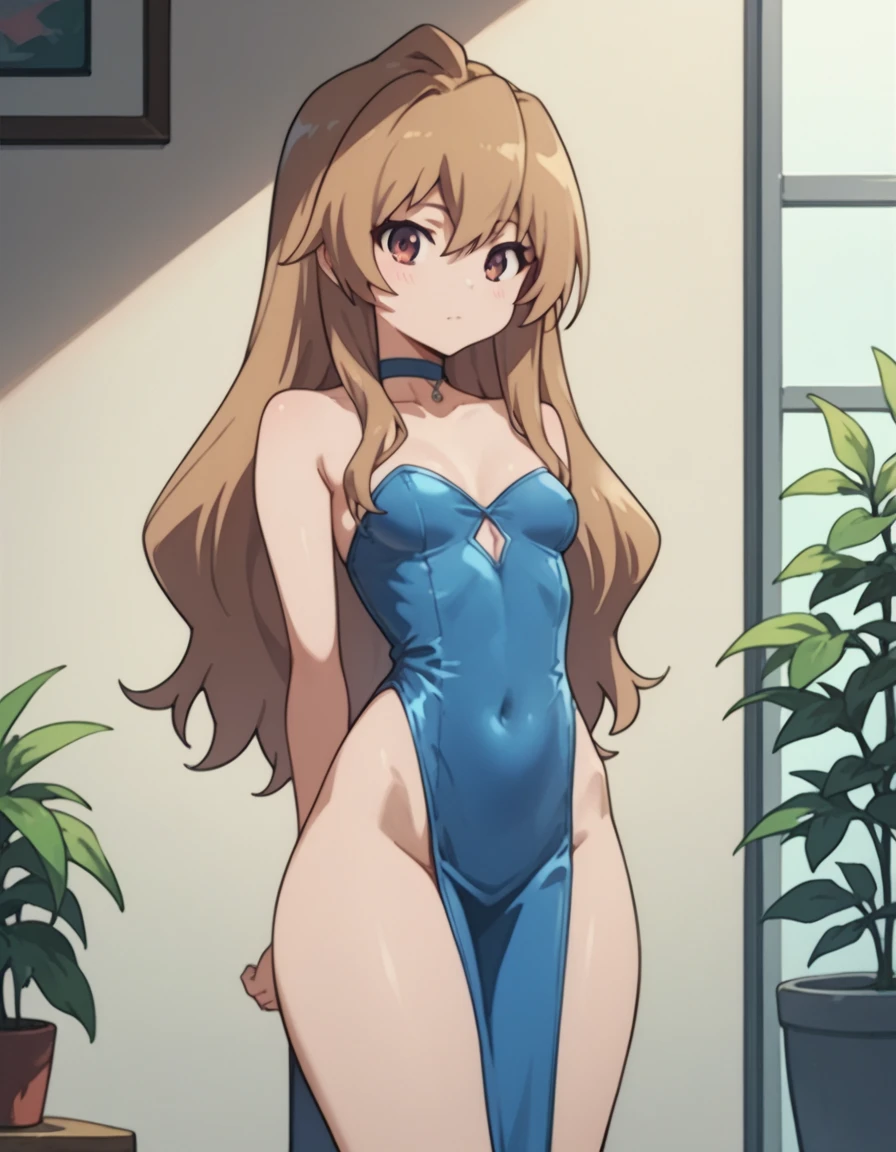 1 girl, (solo), ((amanogawaki)), best quality, highres, high quality, 8k, HD, super detail, ((anatomically correct)), UHD, accurate, (masterpiece:1.0), (high quality:1.0), (ultra detailed), ((Adult:1.4)), (High waist Black Leotard), Smug Grin, Hands behind