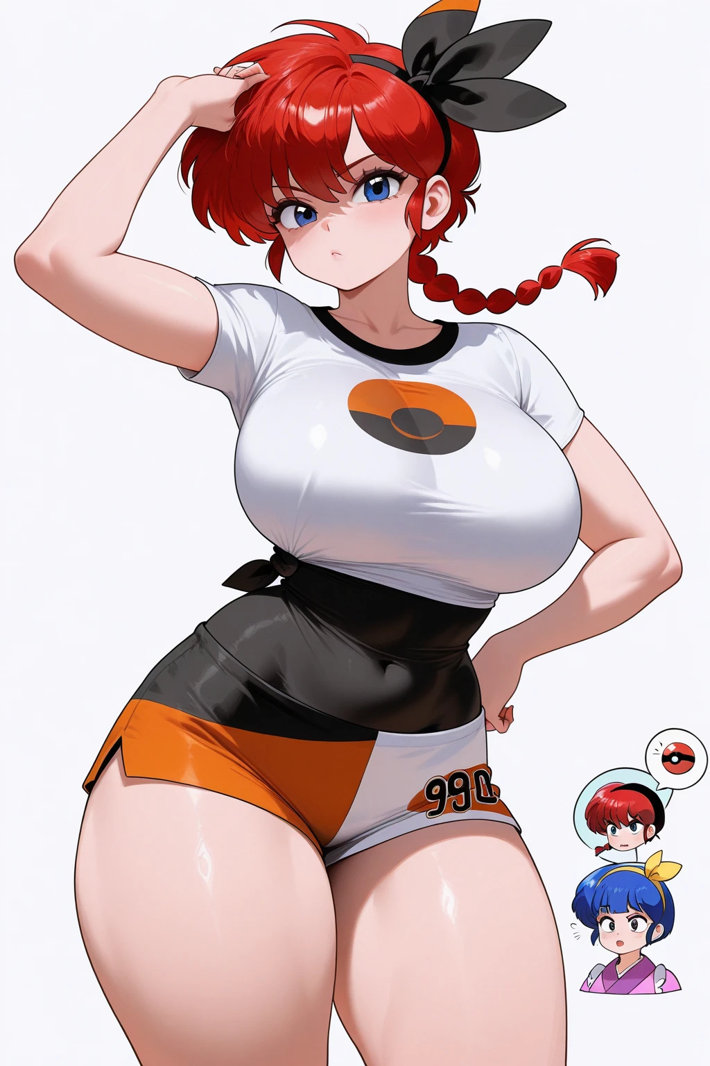 pokémo、Akane、Gym leader of Kogane City Gym in Johto region。User of normal type Pokemon。Kansai dialect、The only Pokemon used are Pippi and Miltank.、(((breast milk)))+++、(((breast milk)))+++、(((breast milk)))+++、(((breast milk)))+++、(((breast milk)))+++、I was especially traumatized by Miltank's strength.、big tits milf、big tits milf、big tits milf、masterpiece、highest quality、de whitney、hair ornaments、white shirt、short sleeve、Blue shorts、Wristband、big breasts、Upper body、field、null、cloud、Viewer's perspective、:D、hands on hips