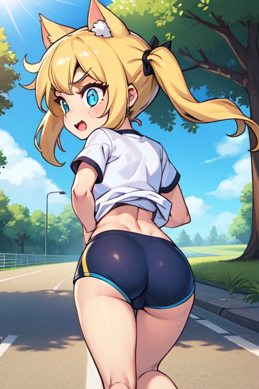 ((centaur girl)), (master piece:1.4),1girl, solo, full body, (gyaru, dark skin:1.4), fisheye lens effect, distorted perspective, wide-angle view, curvature, exaggerated depth, (night street:1.5), enjoying, multiple poses, hand on hip, arms raised, long wavy hair, dyed hair, blonde highlights, hoop earrings, bold makeup, heavy eyelashes, smoky eyes, glossy lips, nail art, body jewelry, bracelet, ankle bracelet, cleavage, street, lounge chair, palm trees, neon lights, reflections, water, cocktail, tropical, vibrant atmosphere, carefree, confident, standing, smile, BREAK, ((small breasts)), (stripes biniki top), <lora:CENTAUR-SERY-CONCEPT:1>