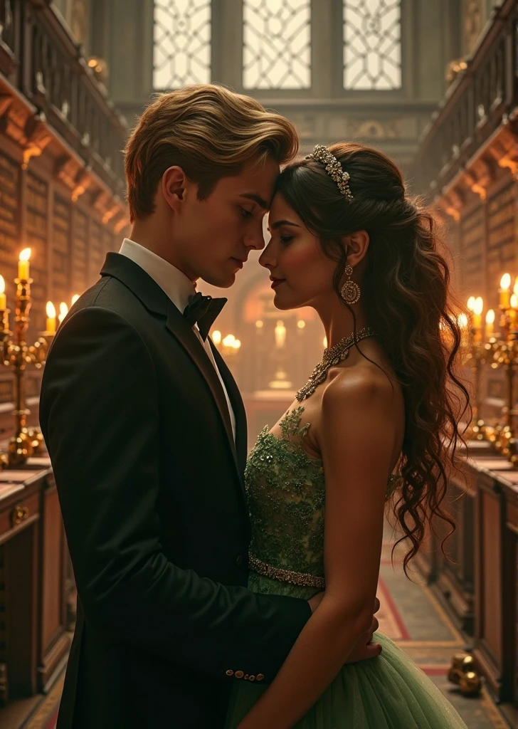 - Encuentro de Selene y Aether en un entorno celestial, con estrellas y constelaciones brillando.
- Aether como un ser majestuoso y bondadoso, con un aura dorada.
- Selene and Aether looking at each other with love and understanding