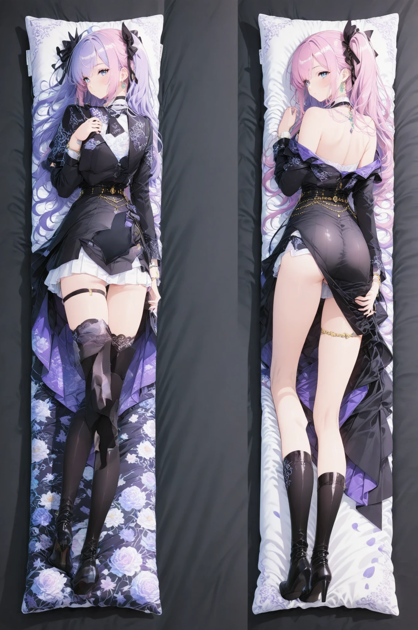 (best quality, highres), blue archive misono mika, completely nude, uncensored, large breasts, detailed nipples, detailed genitalia, long flowing hair, no bra, no panties, exposed body, slender figure, anime art style, soft lighting, beautiful color palette,dakimakura