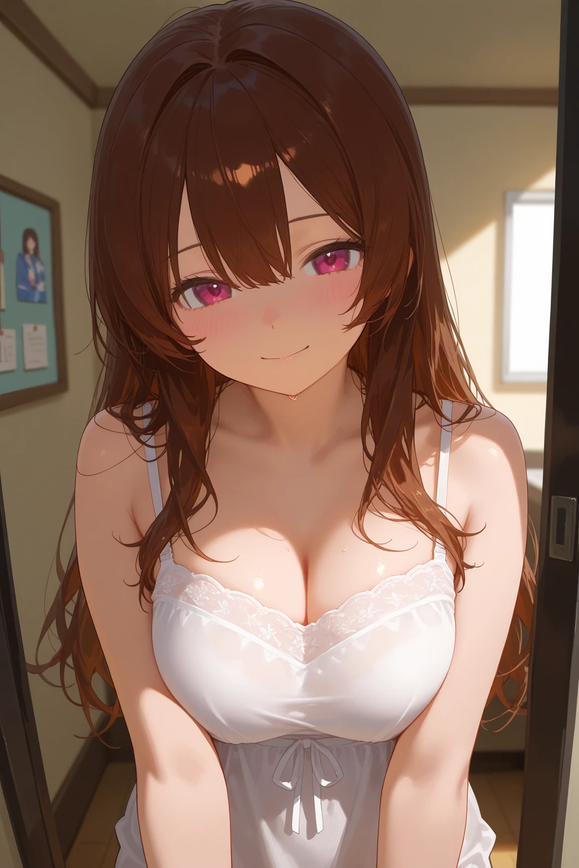A girl,Long hair, bangs, Orange Hair, Hair between the eyes, (Red Eyes:1.5), (Large Breasts:1.2),
rest clavicle, White shirt, Pleated Skirt, mini skirt, bracelet, White skirt,cleveage,nipple,NUDE,
rest looking at viewer, whole body,
rest indoors, kitchen,
rest (masterpiece:1.2), best quality, high resolution, Unity 8K wallpaper, (illustration:0.8), (Beautiful and delicate eyes:1.6), Extremely detailed face, Perfect lighting, Extremely detailed CG, (Perfect hands, Perfect anatomical structure),