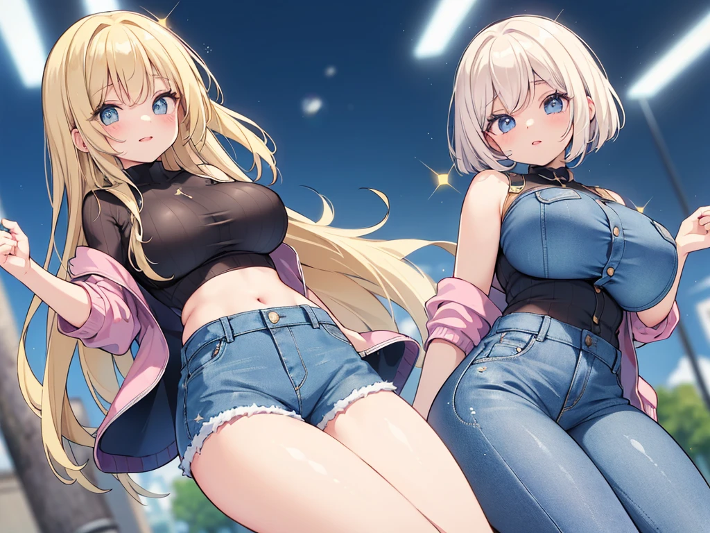 Anime, anime girl, 2d, 18y, 18 years, (((Fullbody))), Very Kawaii, smile, lip lips, seductive smile, Solo, Slim, Large Breasts, Plain White T-shirt, Tight Shorts, upshorts, Dynamic Angle, No Background, White Background, looking at viewer, darker shadows, (((absurdres))), (((thigh gap))), (((cameltoe))), (((sleeveless))),