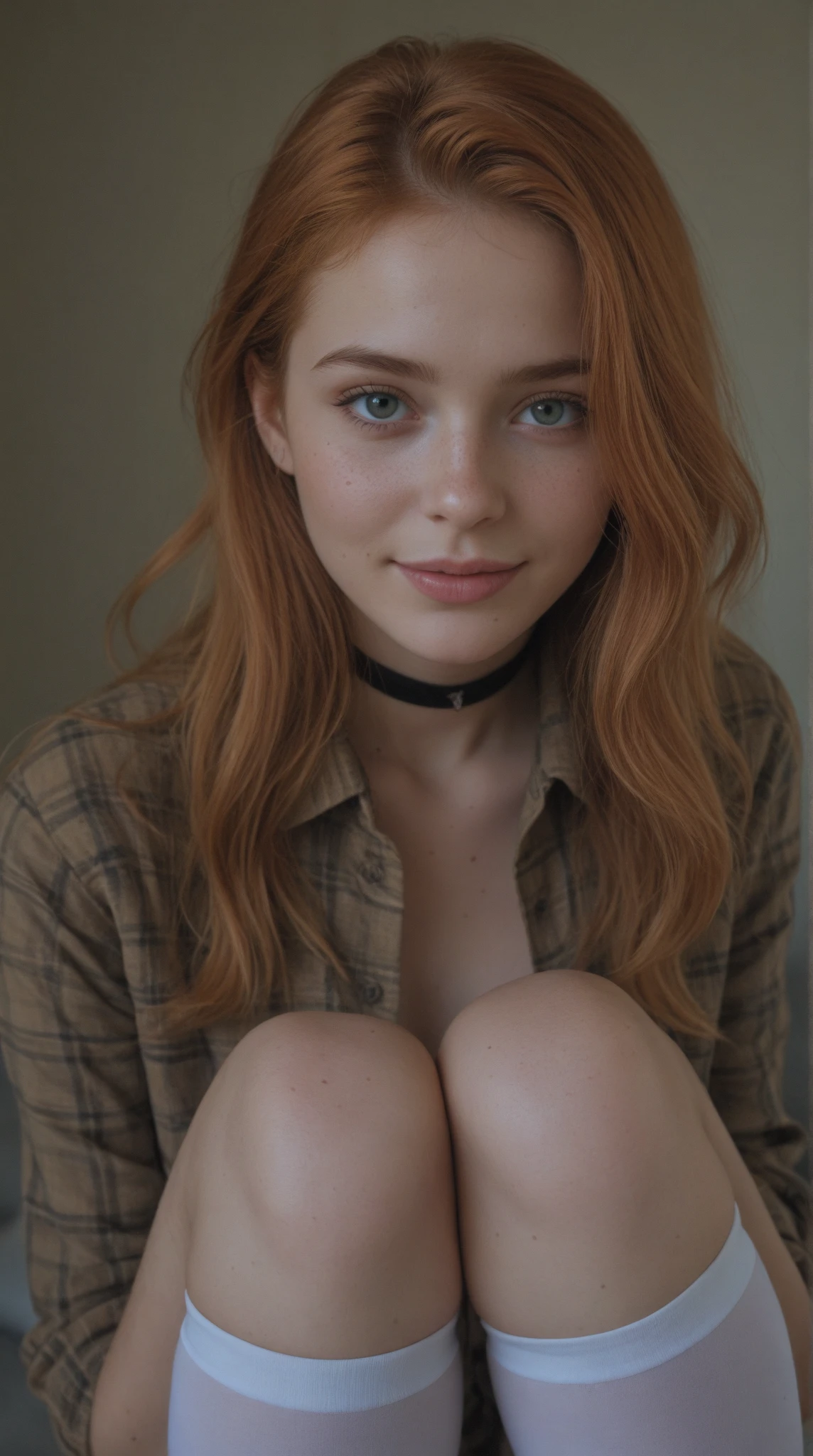there is a woman sitting on a bed with a dog, cute young redhead girl, redhead, redhead girl, posing in a bedroom, teen girl, a beautiful teen-aged girl, amateur, hot petite teen girl, touching her clothes, ( redhead, of a schoolgirl posing, beautiful alluring teen, redhead woman, girl next door innocent look