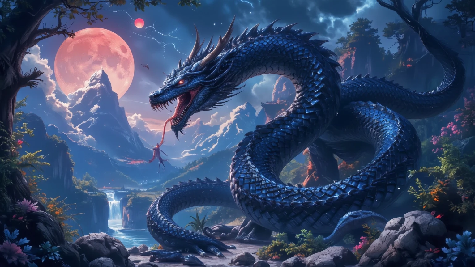 (Pixel art:1.3), (alone:1.3), In a fascinating fantasy scene ((Anthropomorphic oriental dragon dark wizard)) Eight dragon heads,Ominous and seductive, Wearing samurai armor, Majestic Mountain々A mysterious landscape with, waterfall, ancient ruins, surround the turkey ((An ominous magical force swirls from the staff.)), (Highest quality, masterpiece, Representative works, Official Art, Professional, unity 8k wallpaper:1.3)