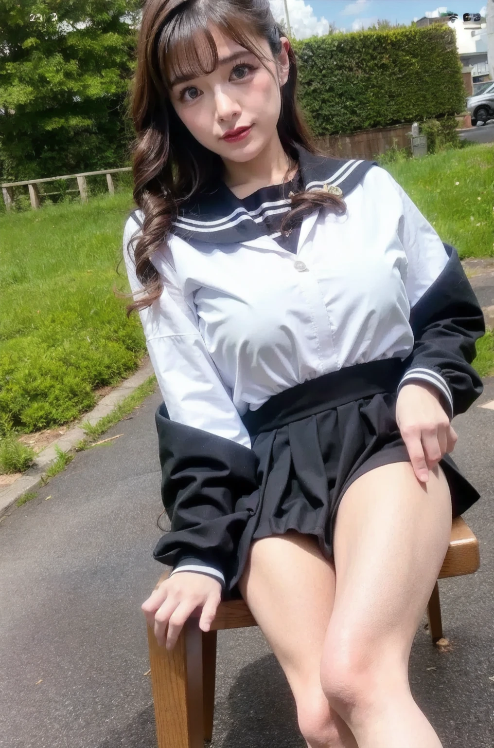 Masterpiece、highest quality、Woman 1、Male Body 1、Super detailed、nsfw　Black Hair、Short Hair　Japanese high school girl sailor suit、Pleated skirt　Large Breasts、Soft thighs、vagina、Pussy、clitoris、semen、Female organ、sexual organic matter　SEX、play sex、Sex、Lying on your back、vaginal,sex lying、penis、Insert、vaginaにInsert、sexual organic matterをInsert、Spray sperm、A lot of sperm、Sperm-drenched、Intense sex、激しくInsert、Creampie　Grass Garter Belt、in the forest、soil、forest