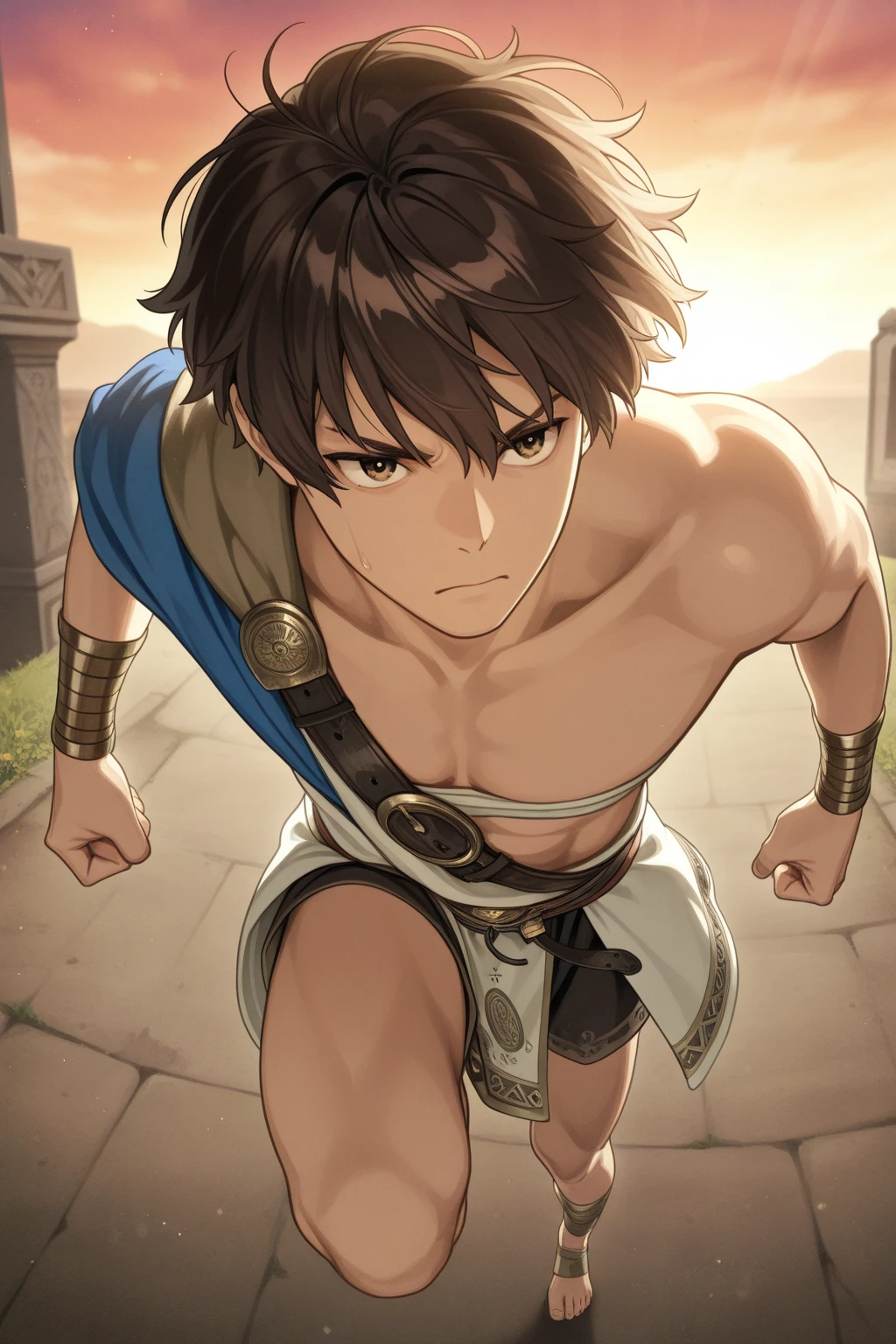 beautiful, ((chubby)), (very short hair),(tomboy), (pudgy face), (naughty) (high school students), ((young)), (androgynous), (boyish), (handsome), ((thick)), (overweight), (beefy), (nipples), (cute), (little brat), (naughty brat), (belly button), (Chubby body), (Round eyes), (Adventurer), (Armed), (Big Sword), (Wearing hakama), (Has a big sword), (Swinging a sword), (Open your mouth), (fullbody)