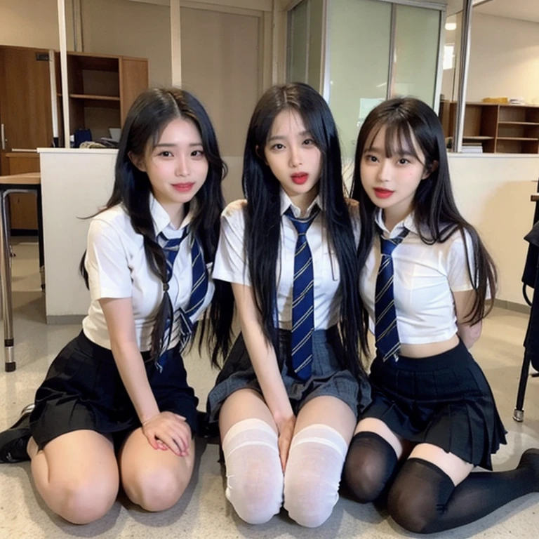 Top Quality, Panty Shot On Train, Sitting Side by Side, Full Body Detail, Uniform, Japan High School Girl Threesome, Thighs, Big, Masterpiece, Viewer Angle Shot, Sleeping Face, Perfect Face From bottom to top
