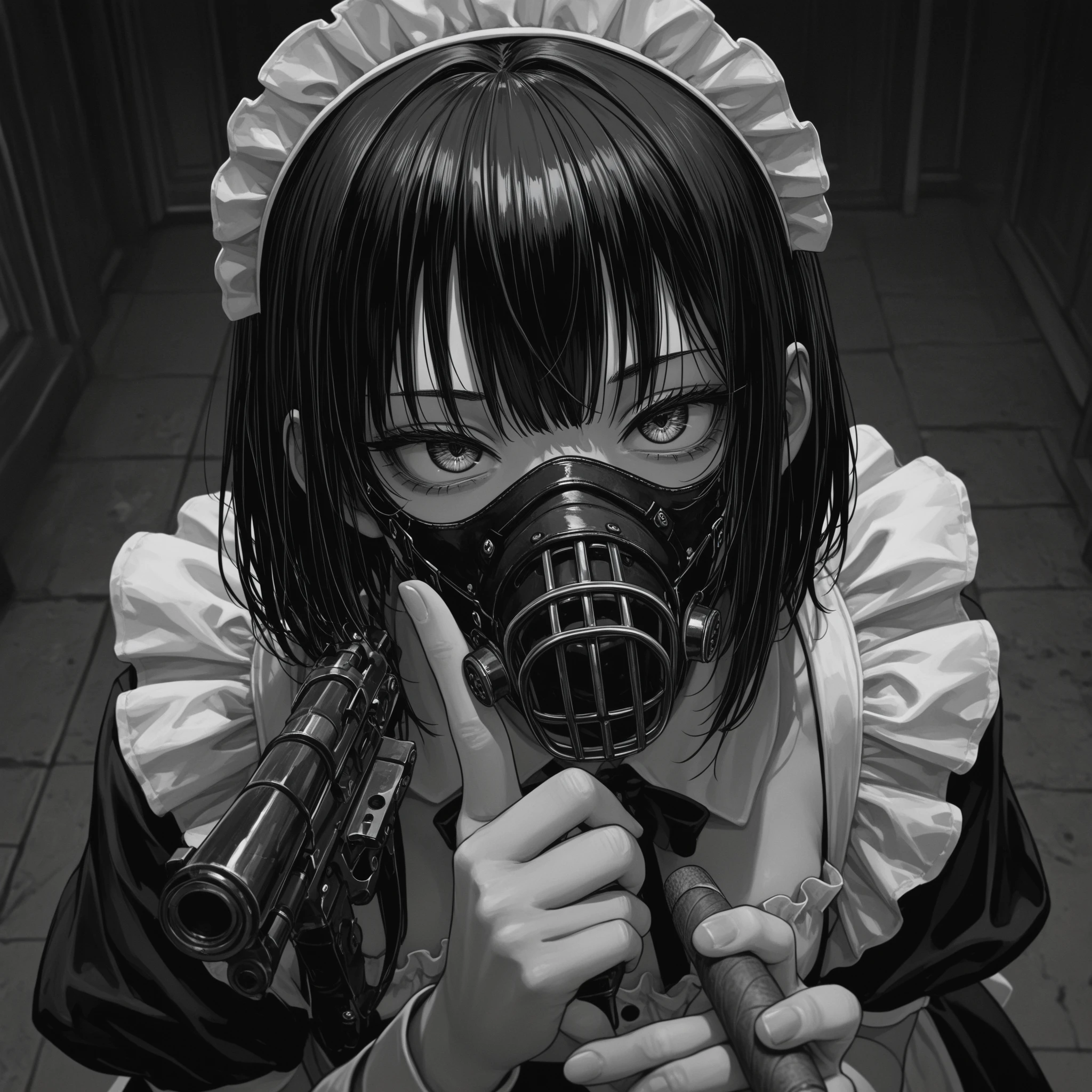 (Highly detailed CG Unity 4k wallpaper),(masterpiece),(Highest quality),(Super detailed),(Best illustrations),(Best Shadow),(Absurd),(Detailed Background), Ayuzawa Misaki, One girl, alone, Knee socks, Maid, Maid headdress, Brown eyes, Black Hair, Long Hair, zettai ryouiki, choker, black Knee socks, (((viewer holding chain leash, animal collar, long chain leash))), (((animal collar connected chain leash))), (((blindfold))), (((open mouth, long tongue, stick out tongue, tongue out))), (((hands on the ground, on all fours))),


