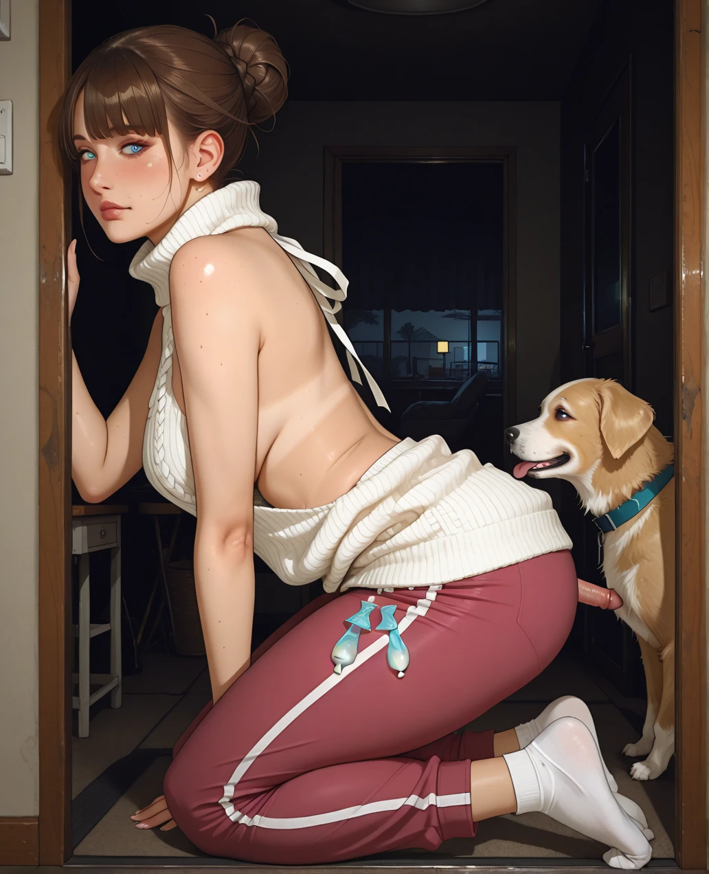 (Leica 10772 M-P, 85mm macro lens, F/8 aperture, film still), (RAW shooting, Photoreal:1.5, 8K, highest quality, masterpiece, ultra high resolution), bed room, Highly detailed skin and facial textures:1.2, Japanese girl, (Fox eyes:1.2), 32 years old, wavy hair, Fair skin, white skin, Emphasize the cleavage, (black hair:1.3), (silk red dress:1.4), (super tight dress:1.3), (Bra and Garter Belt Set see-through:1.1), (rain drips all over my body:1.2, wet body:1.4, wet blond hair:1.3), grin, squinting dazzlingly, milk, milky white, beautiful brown eyes, Beautiful collarbone, (sweat like a pig:1.3), colossal tits, (breast squeeze:1.5), on bed