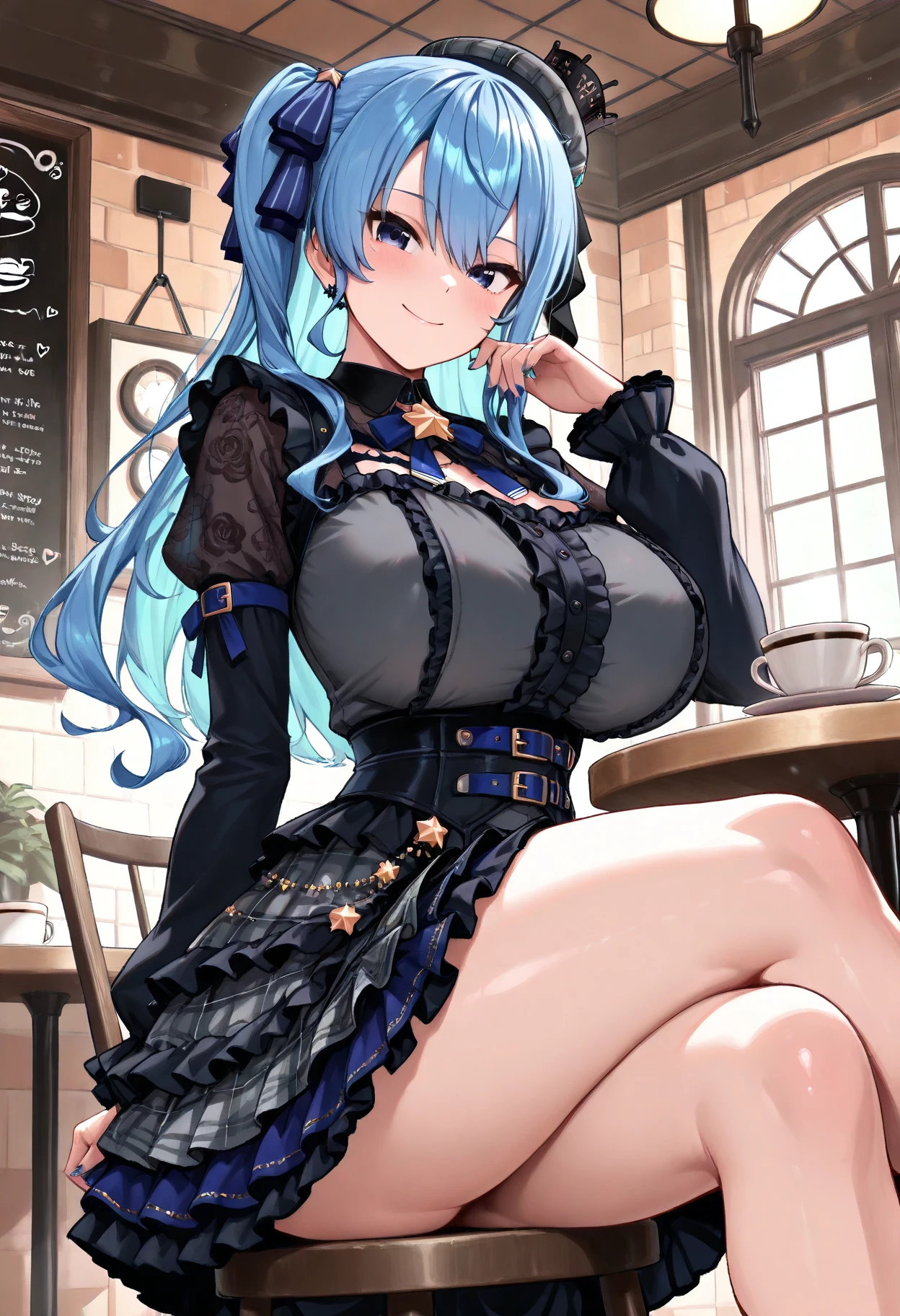 ((highly detailed)), genshin impact, ganyu, perfect human hands, (great breast:1.1),masterpiece, best quality, ultra-detailed, glistening shiny, glowing light, ray tracing, HDR, deph of field, (perfect face, detailed face, detailed eyes,perfect hands,perfect fingeredium :1.2),8k,HD,ultra realistic face,ray tracing,perfect lighting,best quality, ultra-detailed, shiny eyes, (looking at the distance, serious:1.1), ((1girl:1.2)),cowboy shot,thicc,streaked_hair,((blue gradient hair)),multicolored eyes, gradient eyes, (glowing eyes:1.5), mascara, (fashion make up), (parted lips,blush, cafe maid, cafe, inside cafe, maids, tables, food, restaurant:1.4),((super detailed background)), dynamic poses, ((8k wallpaper)), (mature female), white headwear, black thighhighs, (((mini skirt:1.4))), gigantic sagging breast, (ganyu horns), (((ass focus))), (((panties))), (((white underwear))), crouching, ((cleaning))