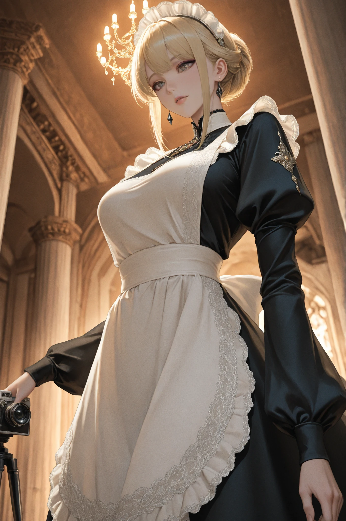 A stunning and intricate Ultra-HD full color portrait, Shot of cowboy, Commander, highly detailed face: 1.2, long blonde hair, (green eyes), (white dress),HDR, Masterpiece, Best quality, intricate, 8k, epic character composition, alessio albi, nina masic, sharp focus, natural lighting, subsurface dispersion, f2, 35mm,